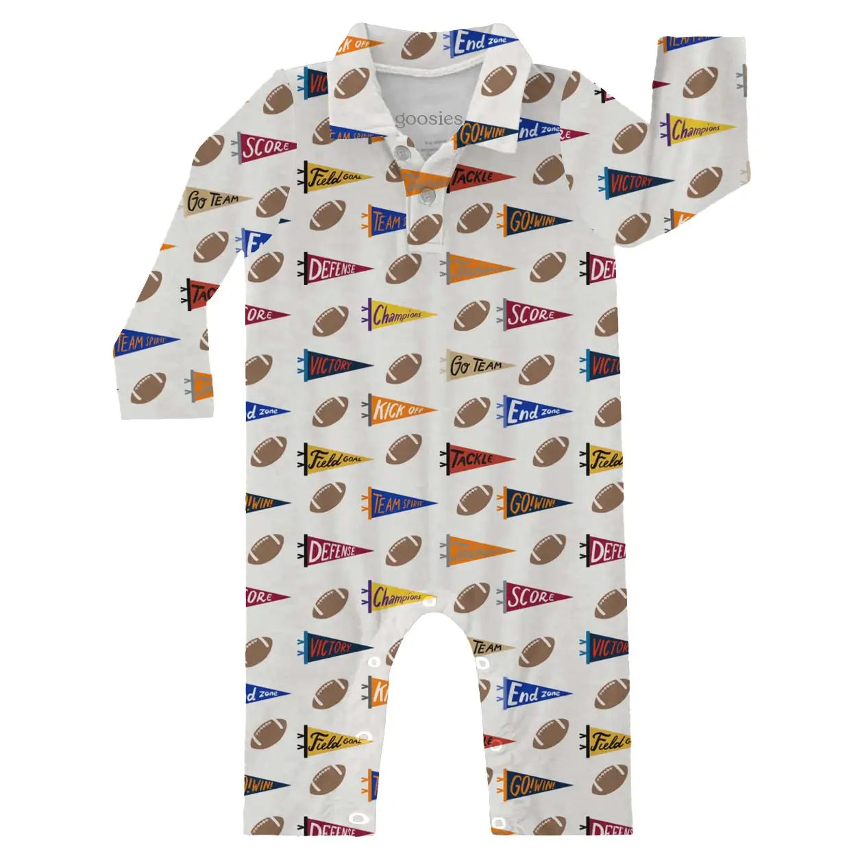 Goosies Varsity Football Flags Polo Romper