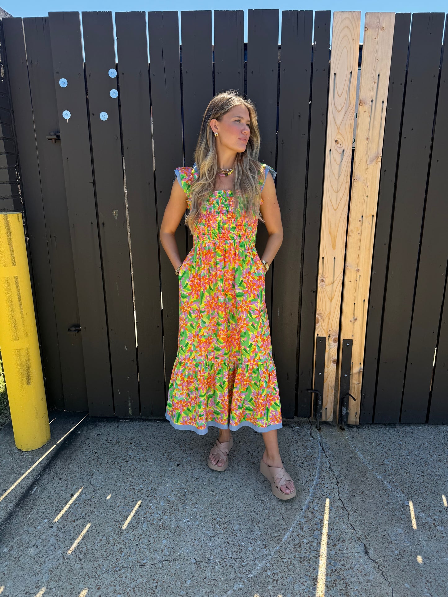 Layla Smocked Ruffle Strap Maxi