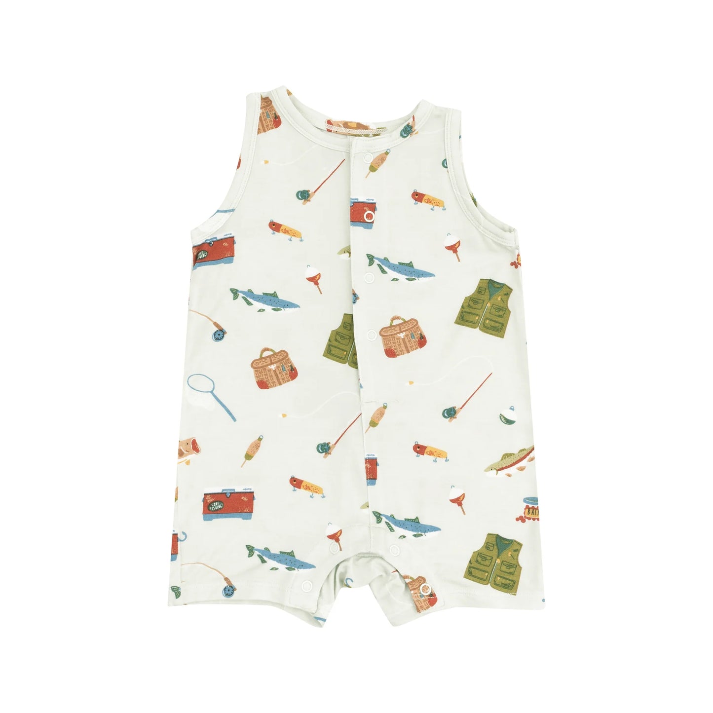 Angel Dear Fishing Things - Green Sleeveless Shortie Romper