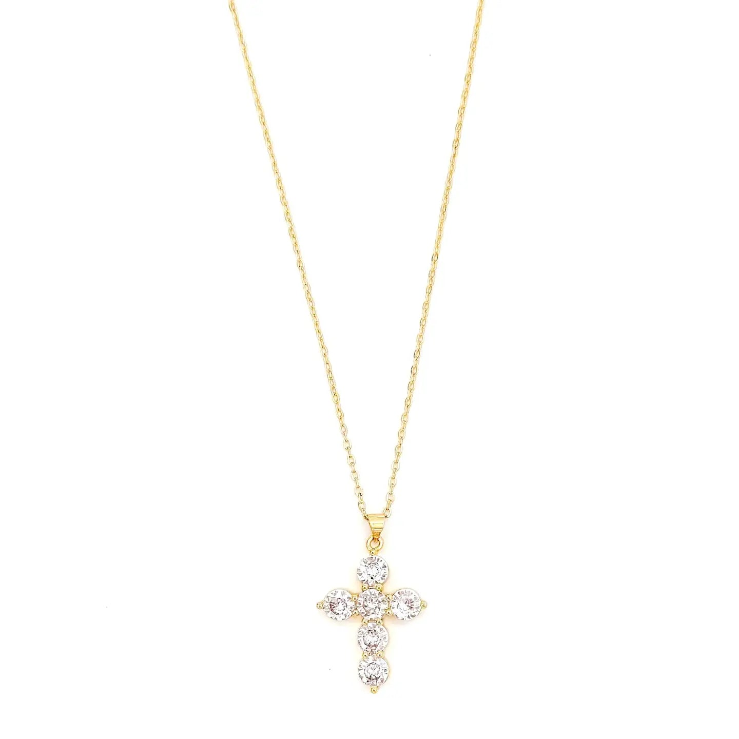 Hayden Round Crystal Cross Necklace