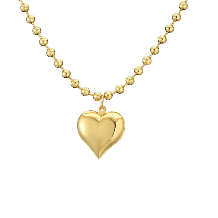 Heart Beaded Gold Necklace