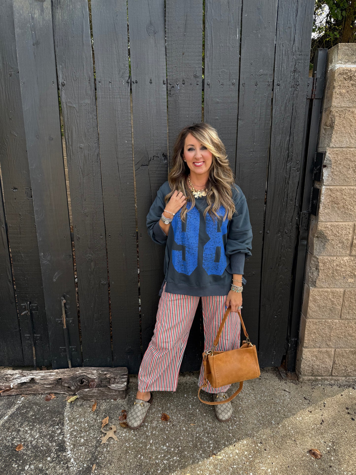 Cate Red Stripe Barrel Pants