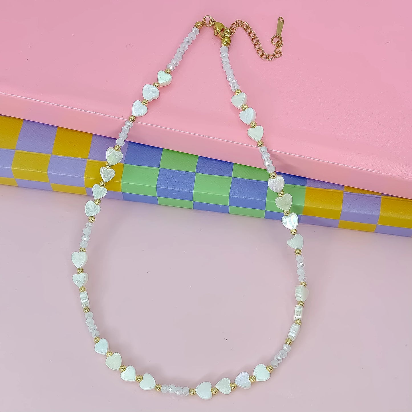 Candy Hearts Necklace White