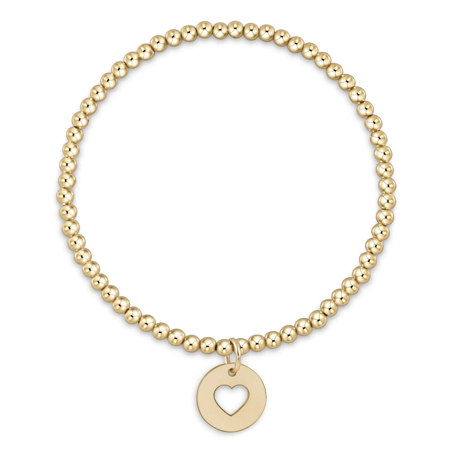 E Newton Classic Gold 3mm Love Disc Bracelet