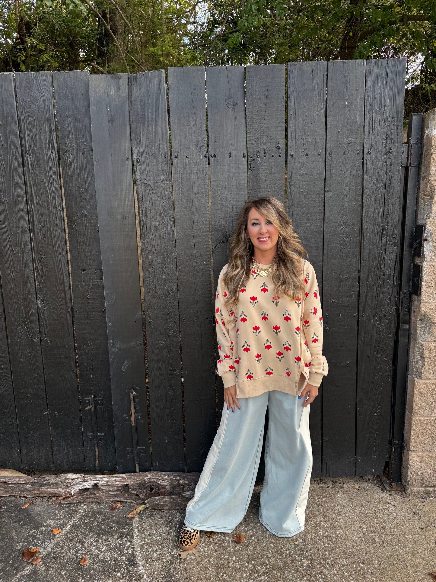 Pops of Flowers Cream Top