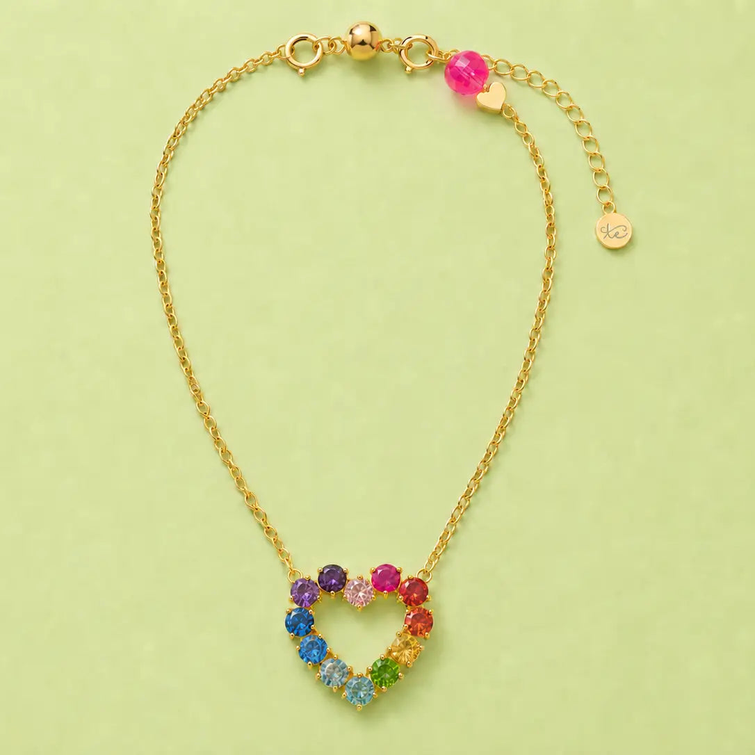 14K Gold-Plated Necklace - Gem Heart - Katie Colorful