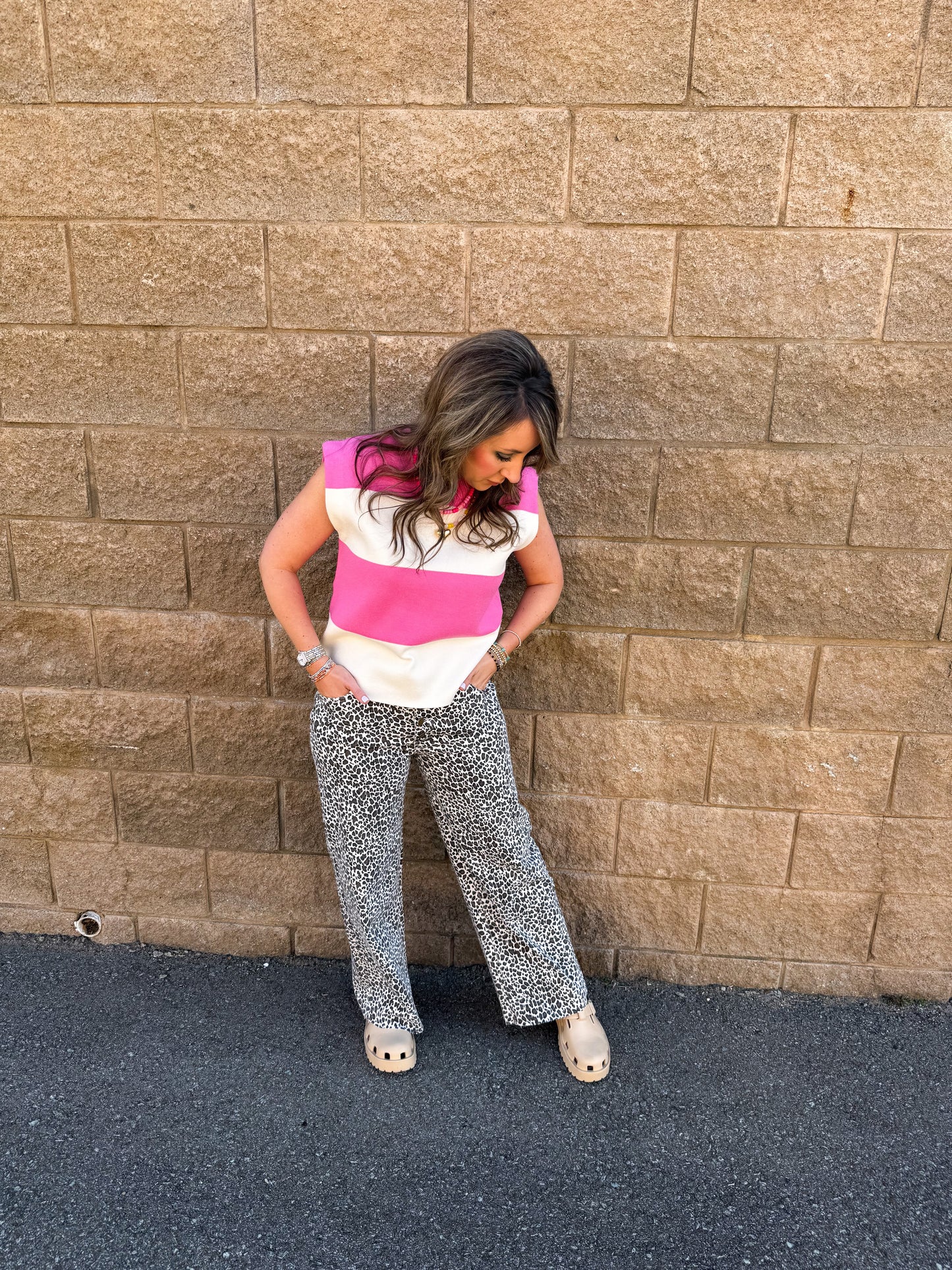 Hallie Stripe Sweater Pink