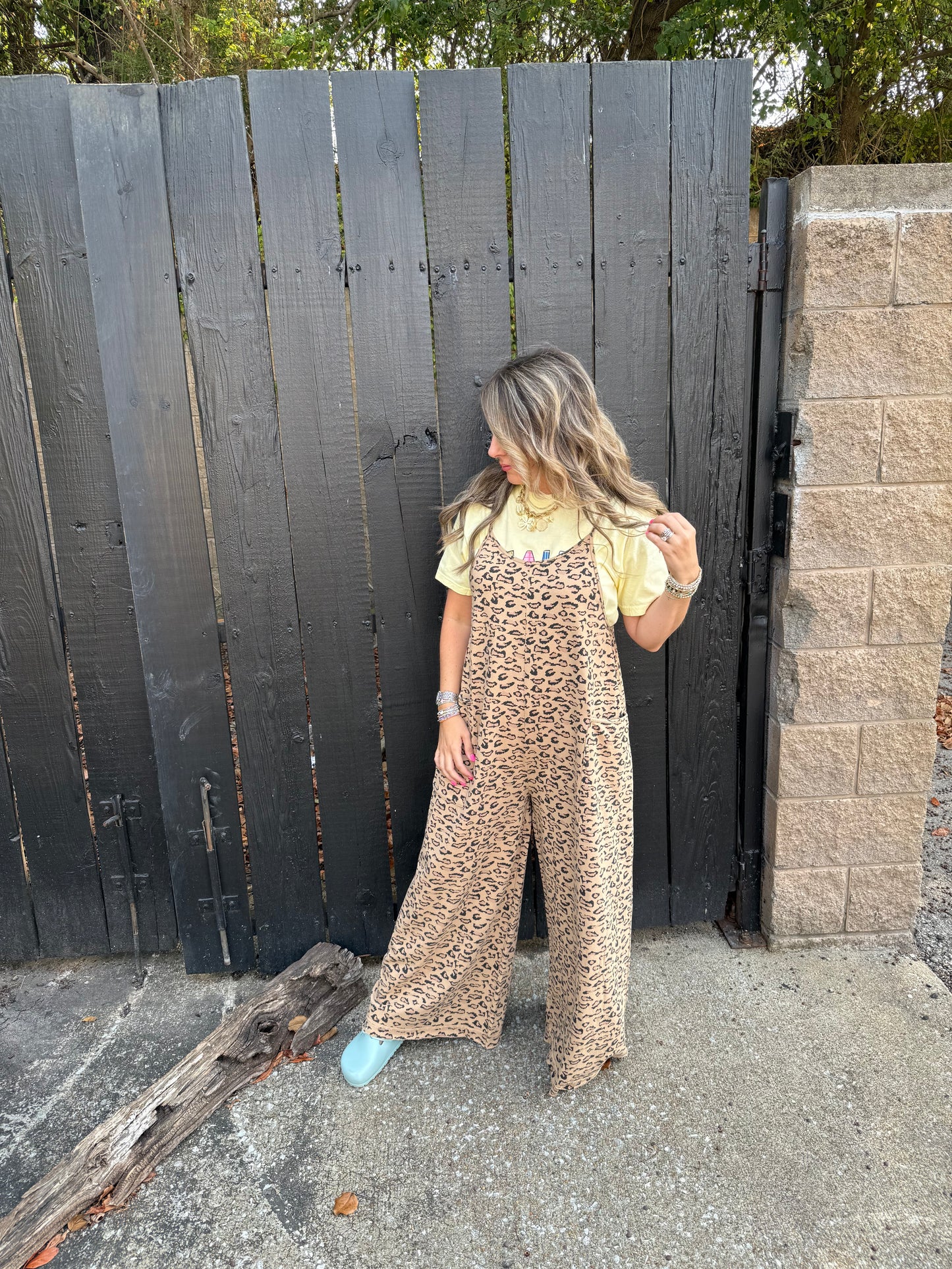 Dax Leopard Jumpsuit Camel