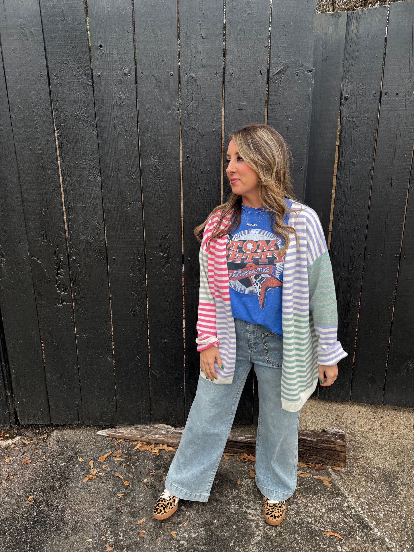 Stripes For You Cardigan Pink