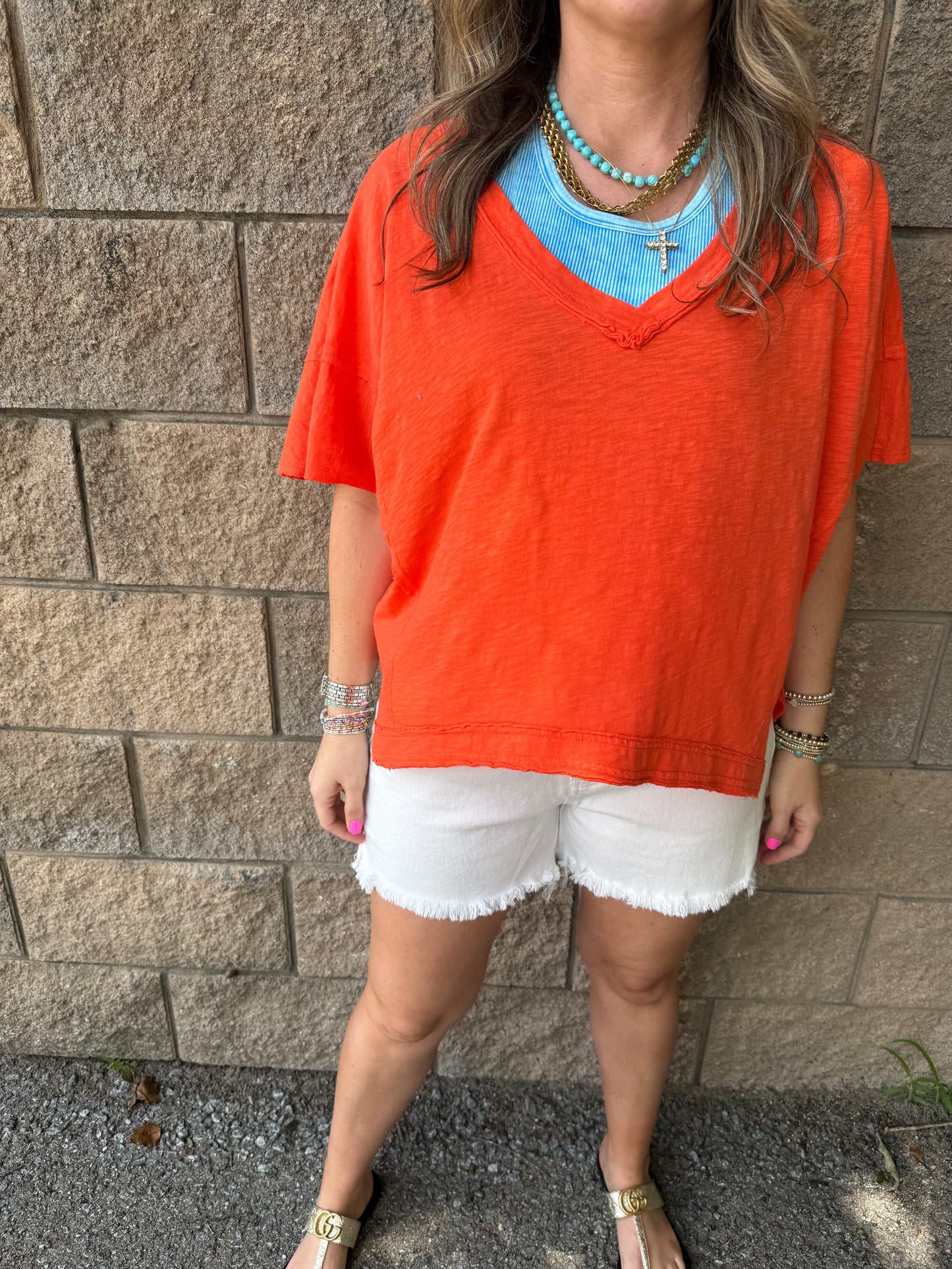 Tate Cropped Tank Top Blue