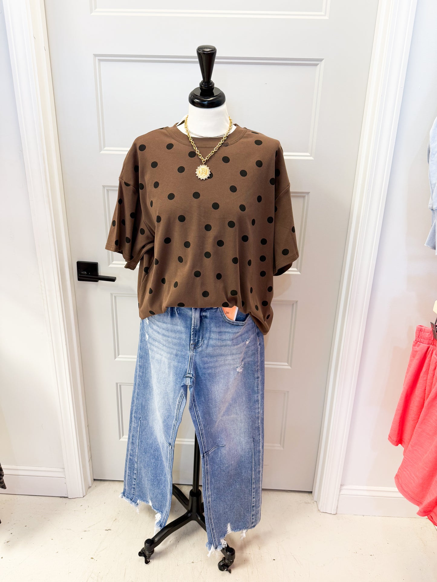 Stassi Polka Dot Brown Tee