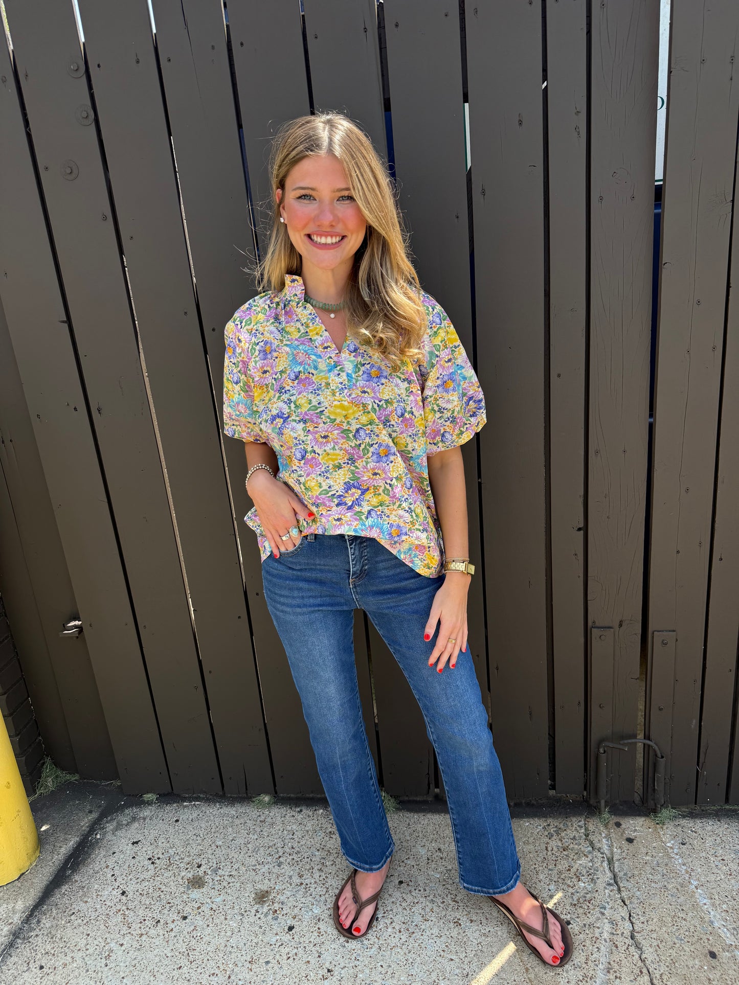 Josie Floral Top Lemon