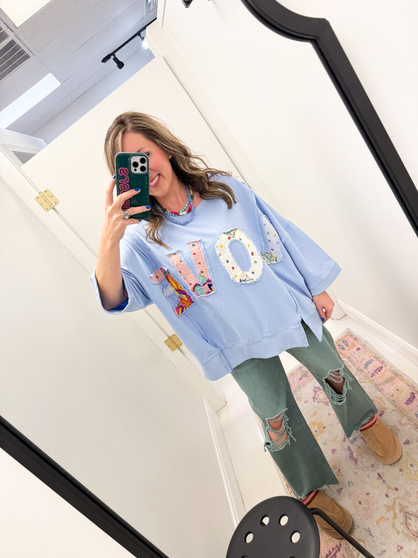 Love Patch Top Blue
