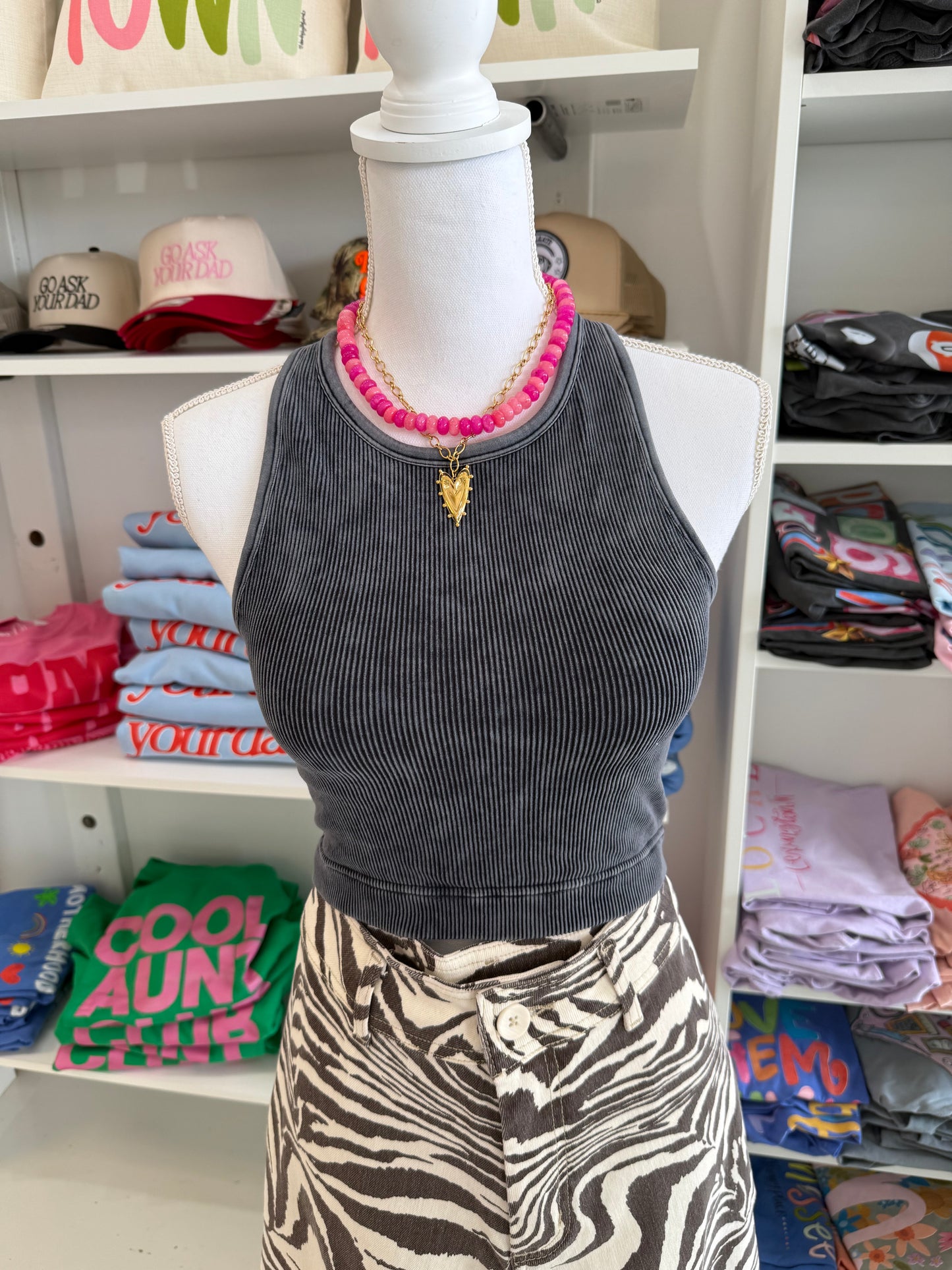 Tate Cropped Tank Top Black