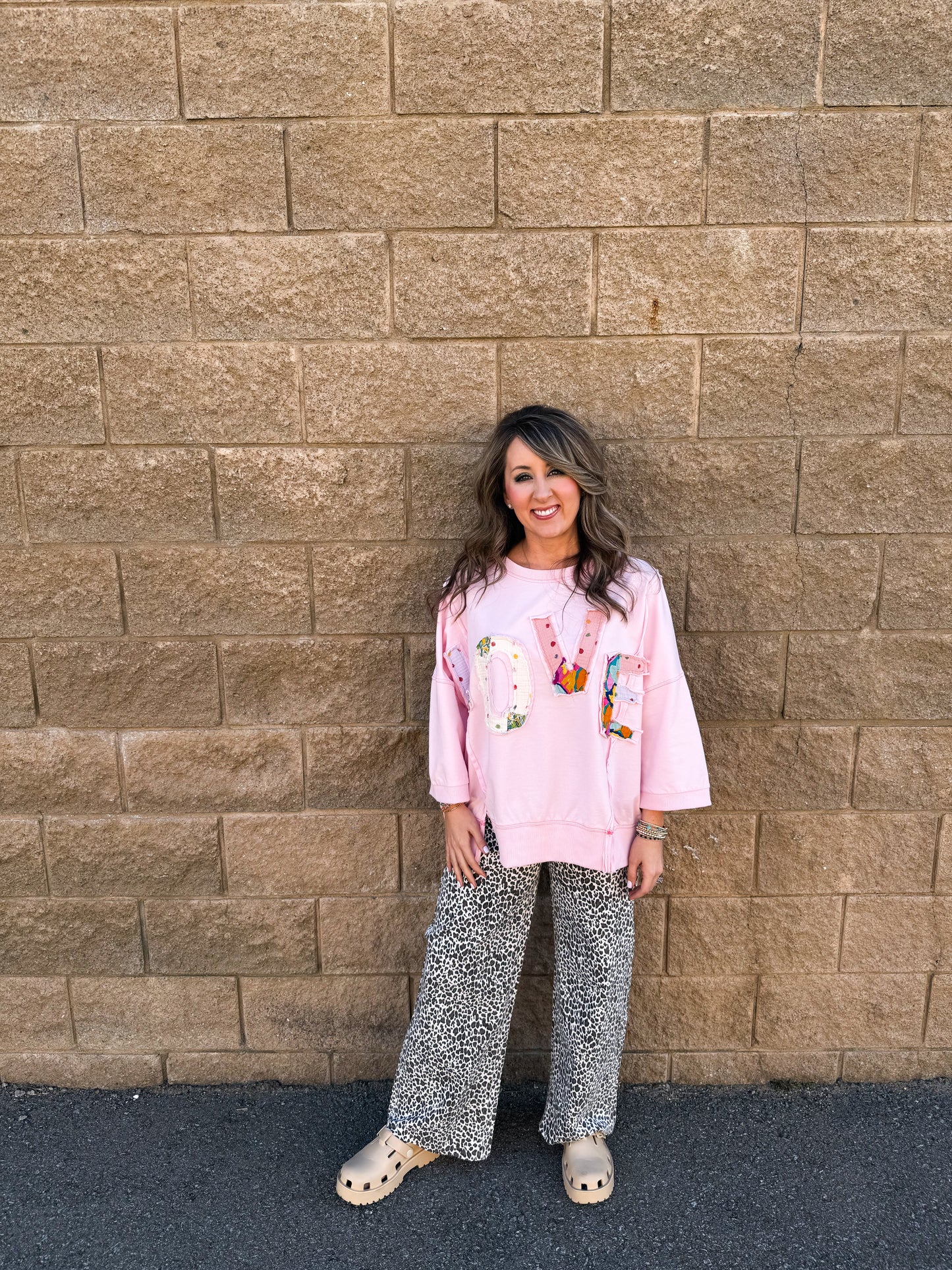 Love Patch Top Pink