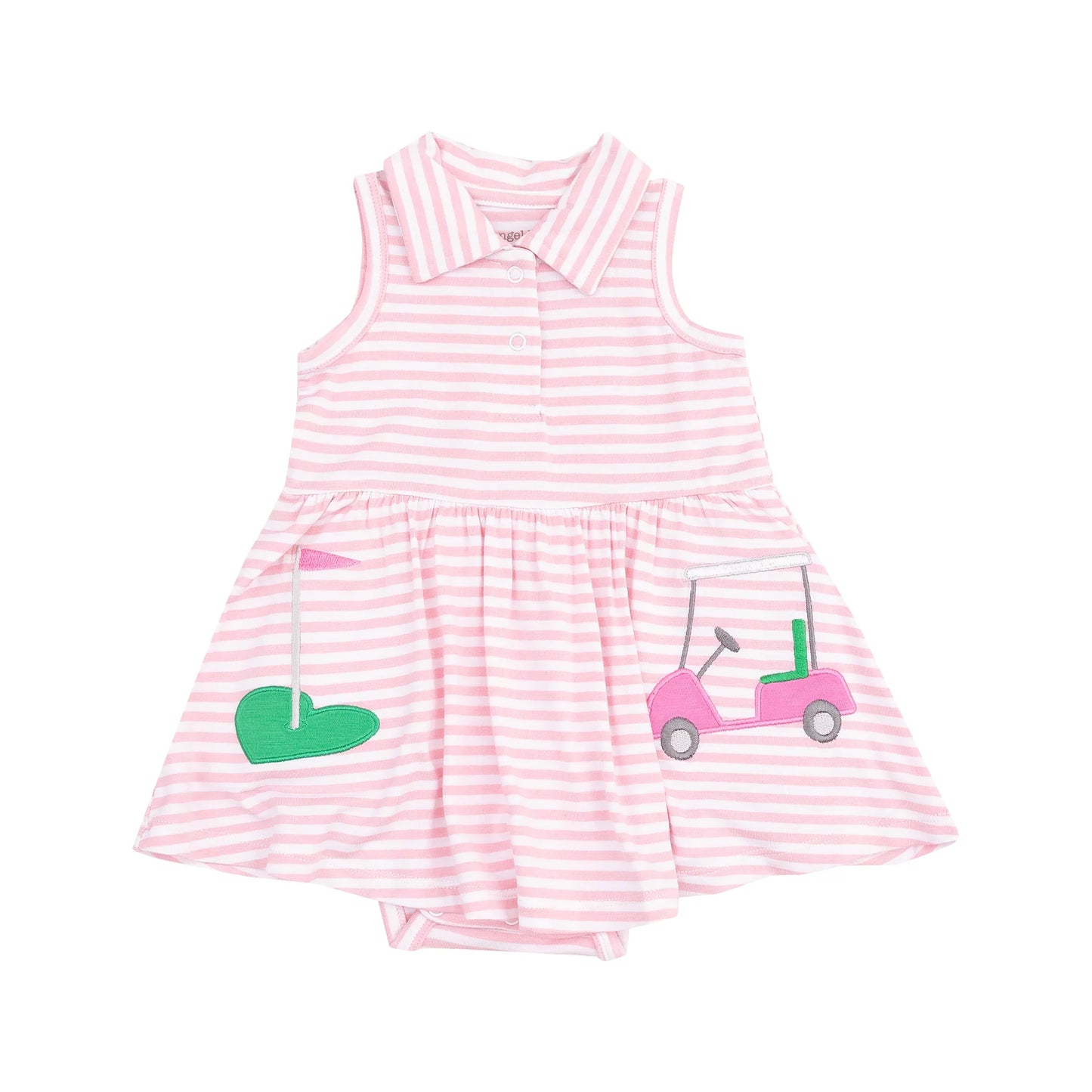 Angel Dear Golf Applique Polo Collar Bodysuit Dress
