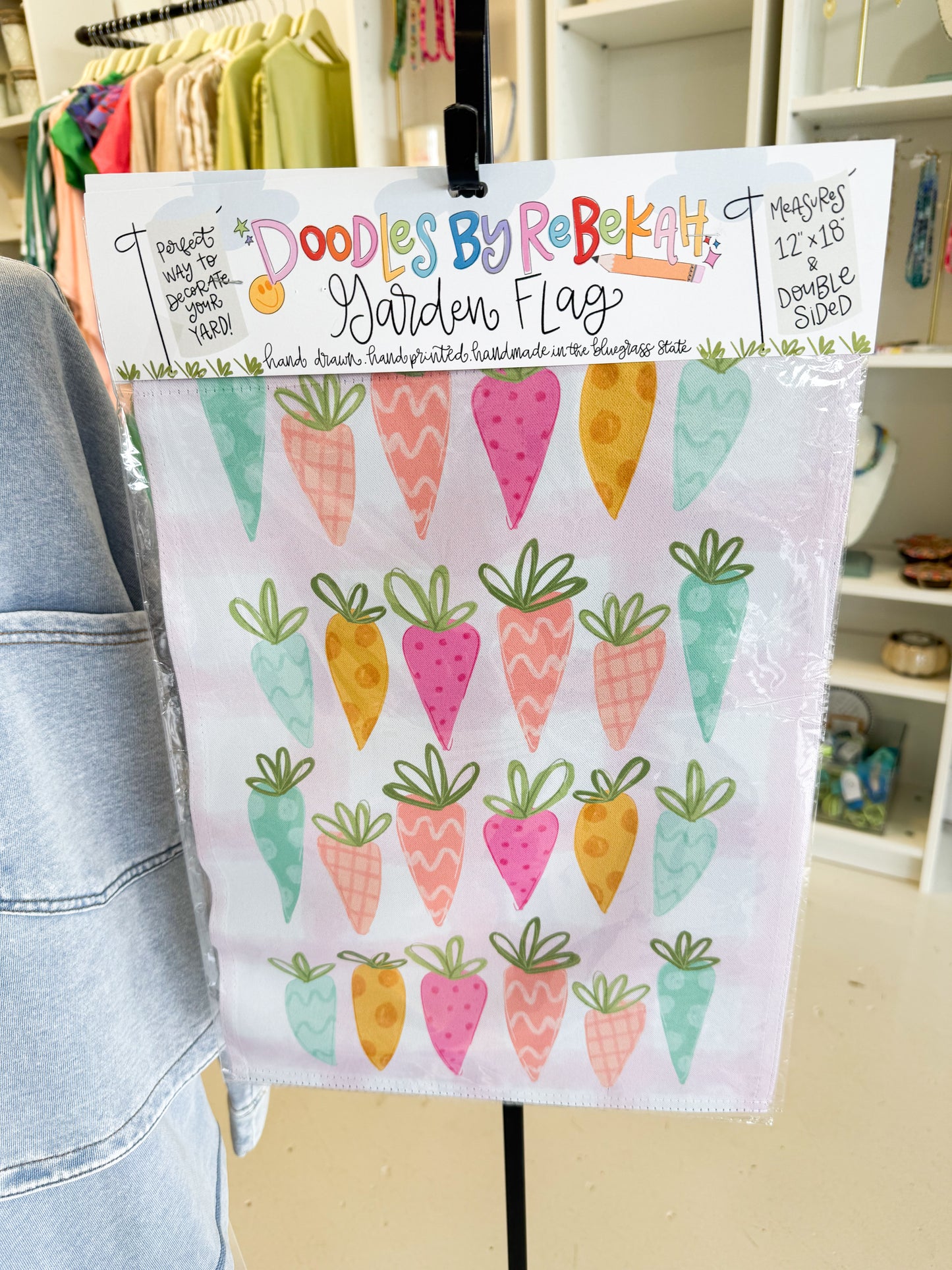 Gingham Carrot Garden Flag