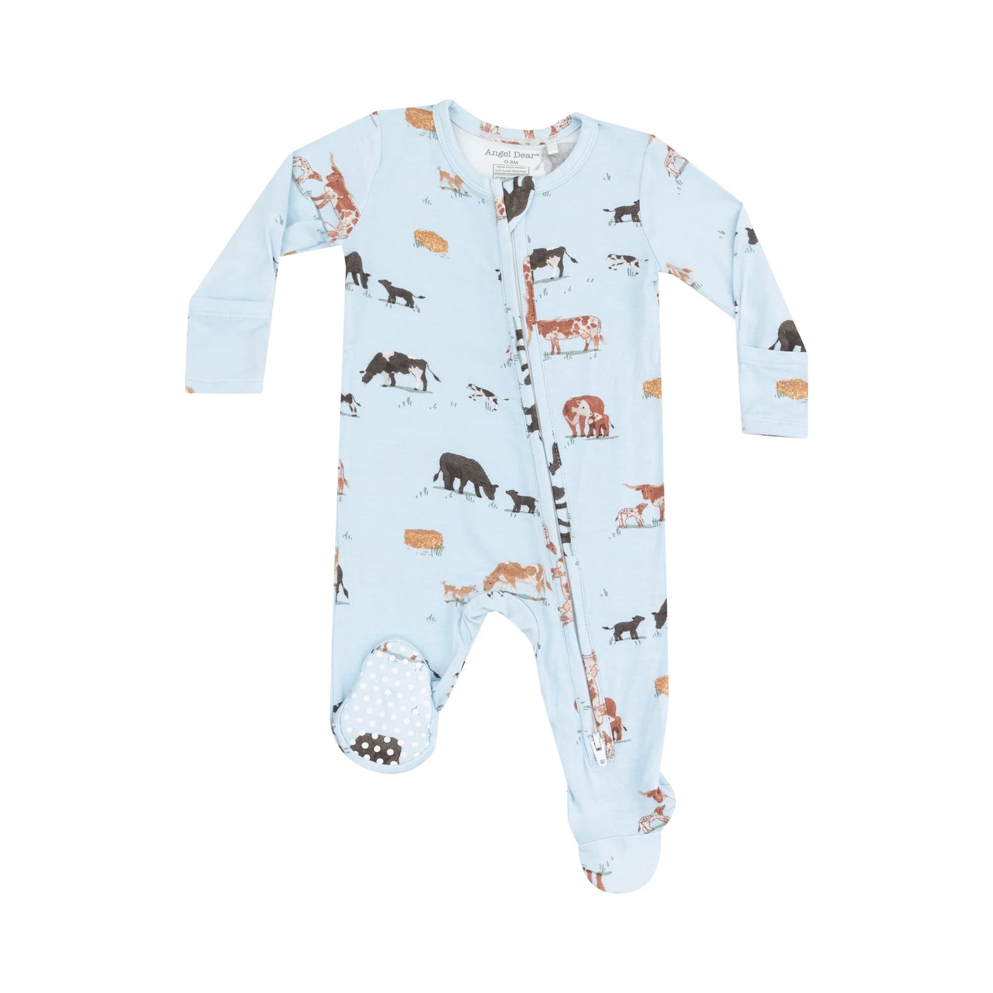 Angel Dear Cow Families - Blue 2 Way Zipper Footie