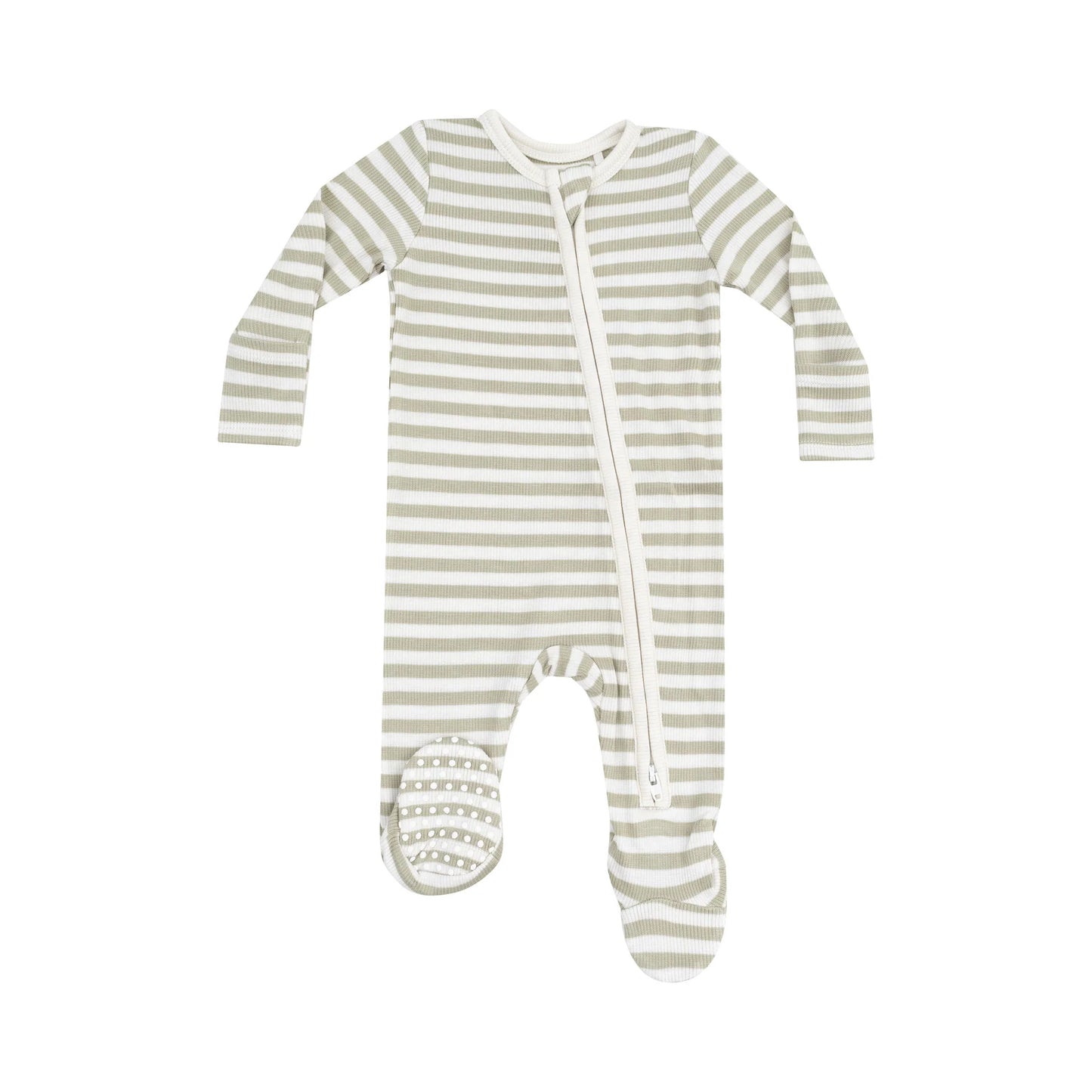 Angel Dear Stripe Sage 2 Way Zipper Footie