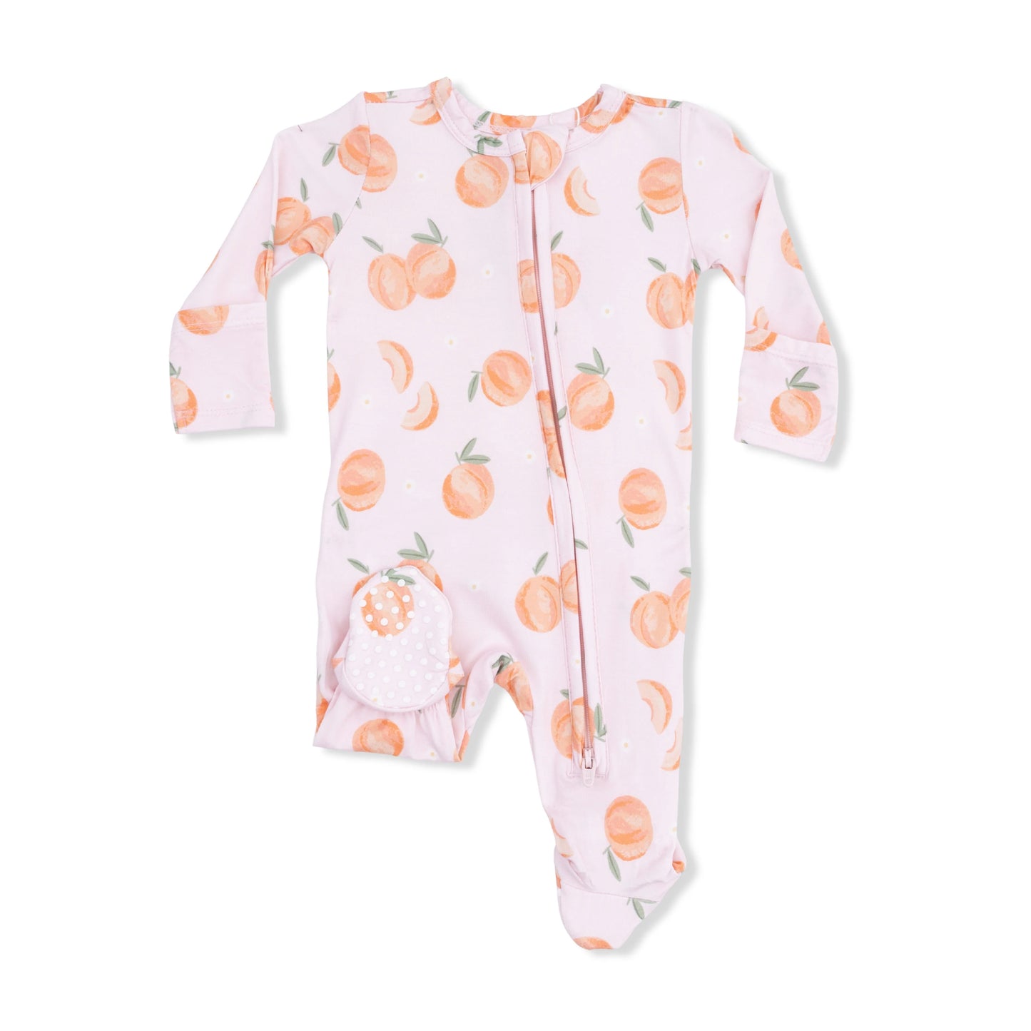 Angel Dear Ruffle Zipper Footie Sweet Peach