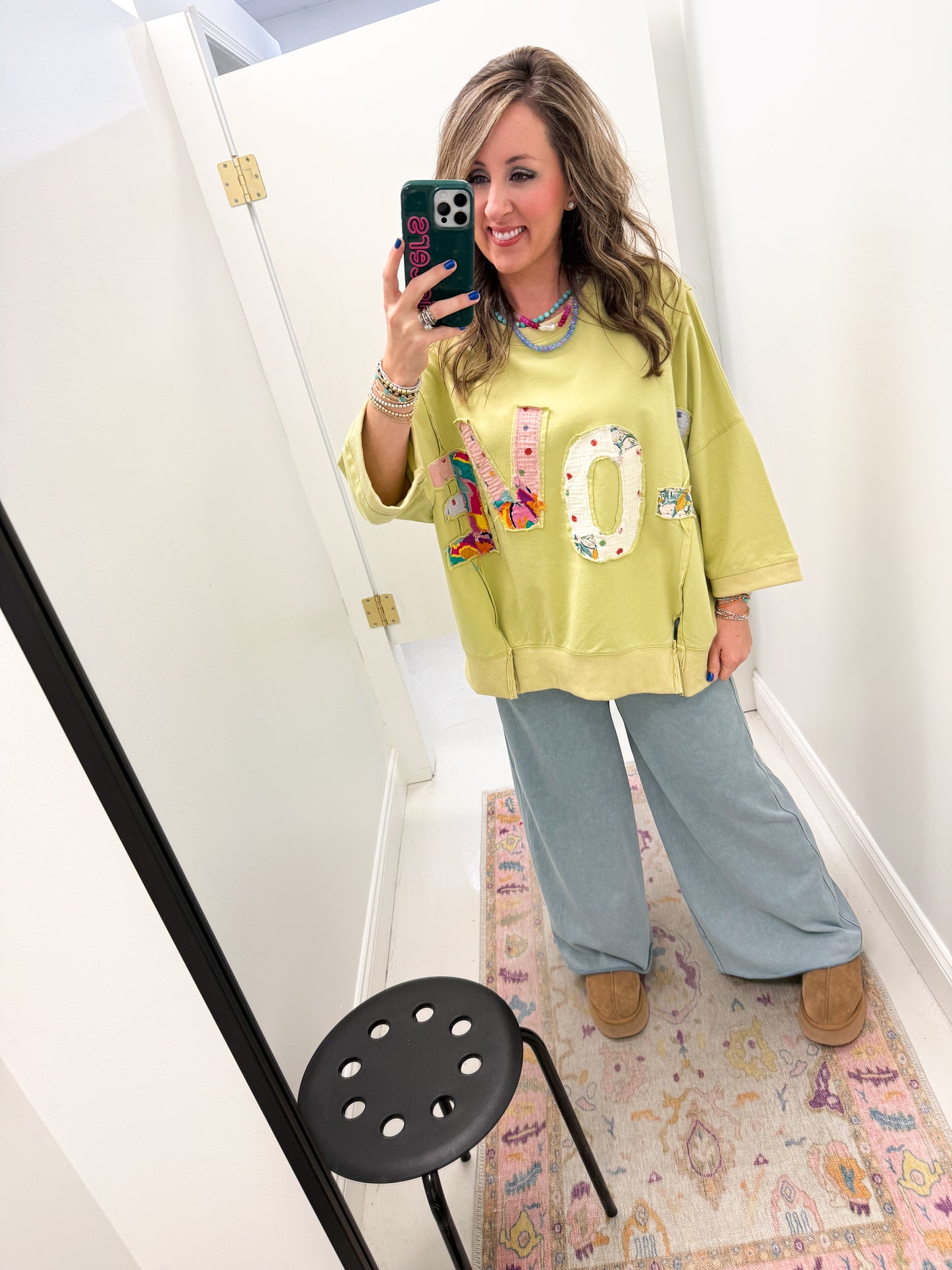 Love Patch Top Green
