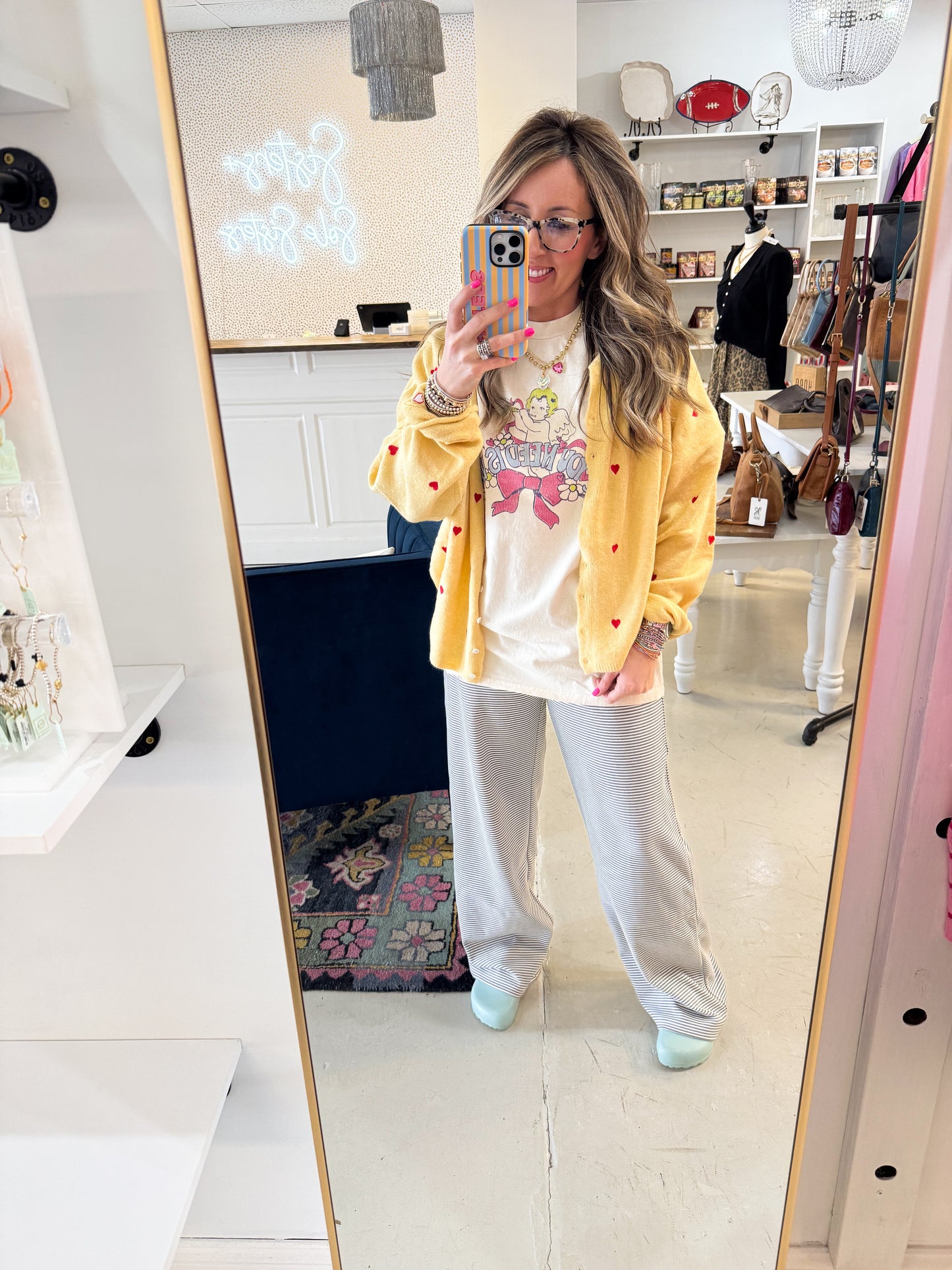Heart Embroidery Piper Cardigan Honey