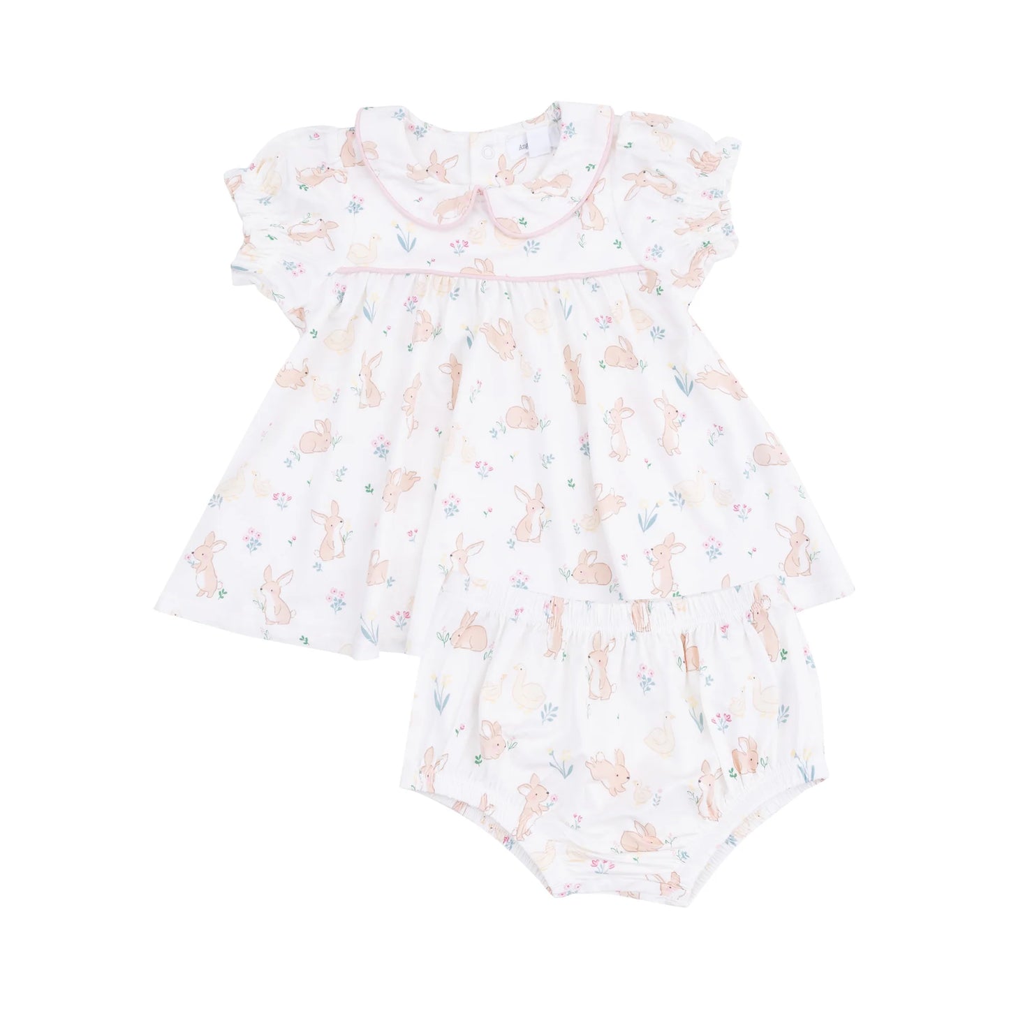 Angel Dear Bunny And Duck Classic Puff Sleeve Baby Doll Dress