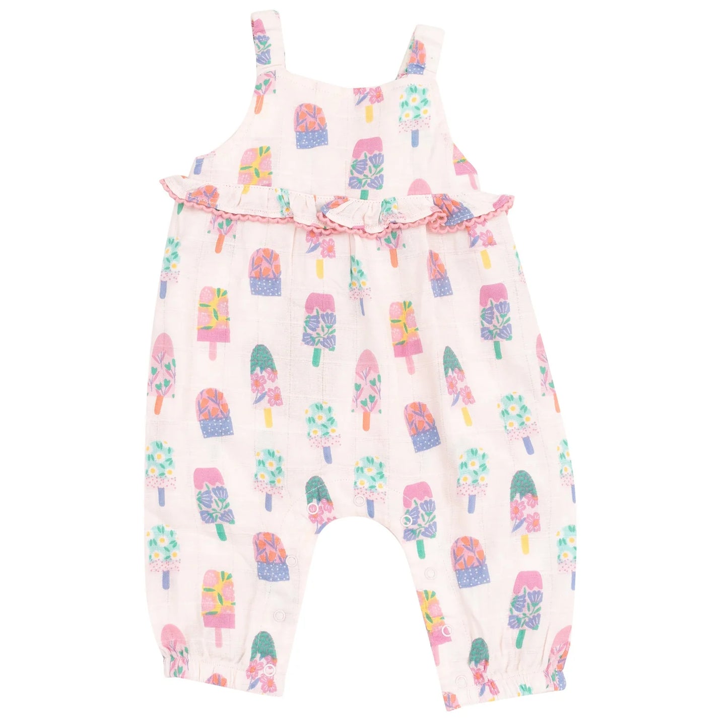 Angel Dear Ruffle Waist Romper Floral Popsicles