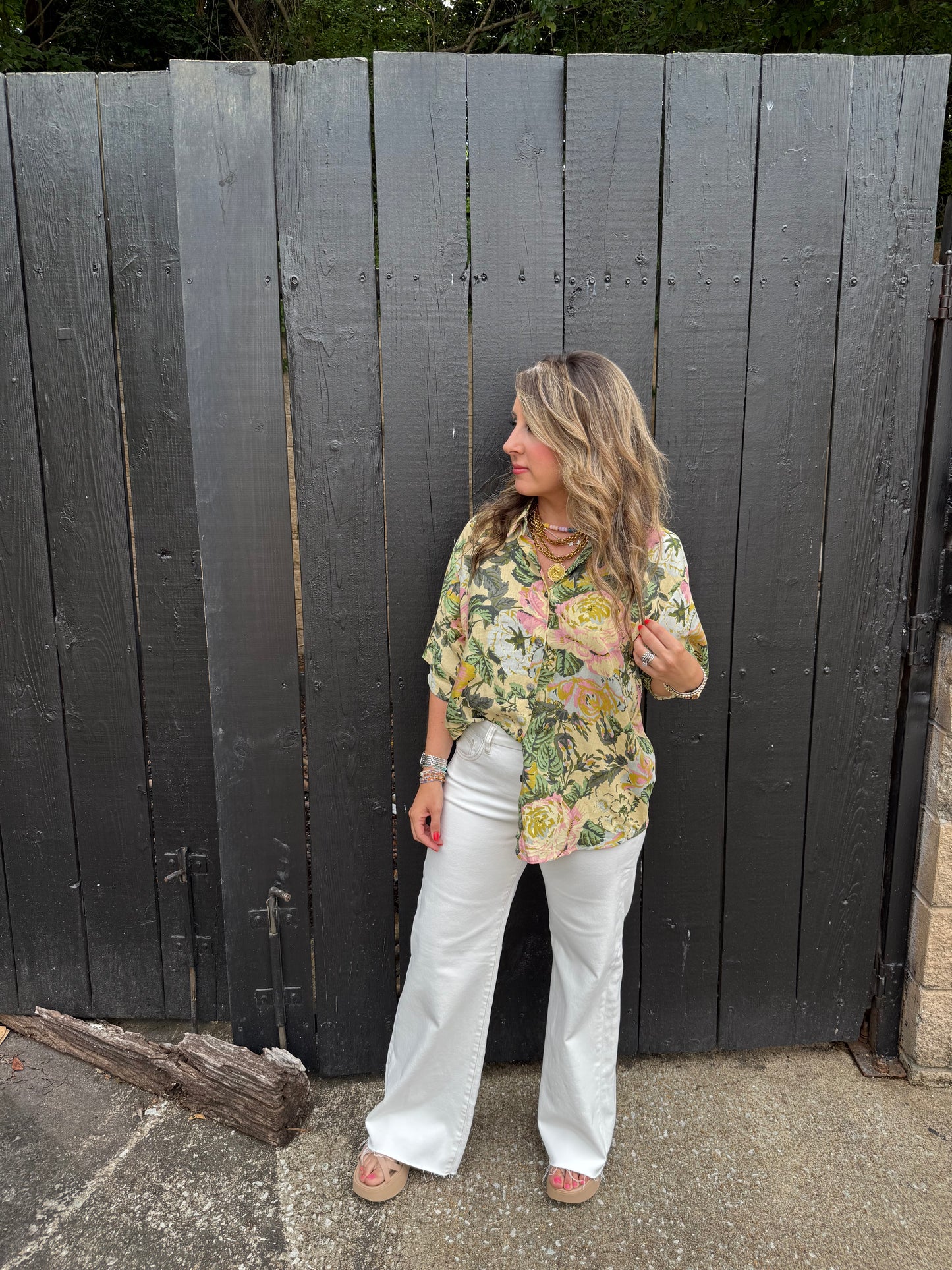 Tia Cream Wide Leg Pants