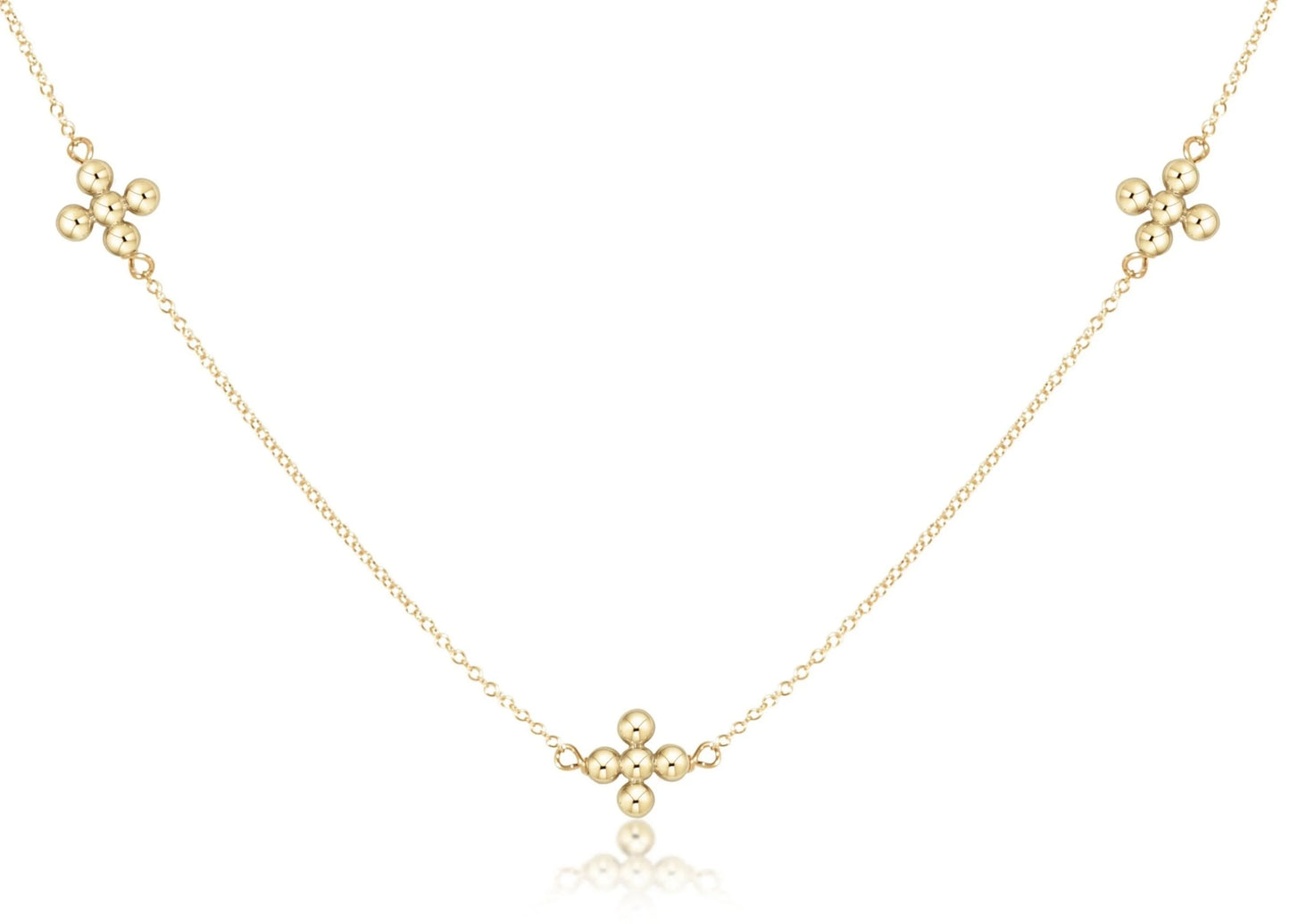 E Newton 15” Choker Simplicity Chain Classic Beaded Signature Cross Gold