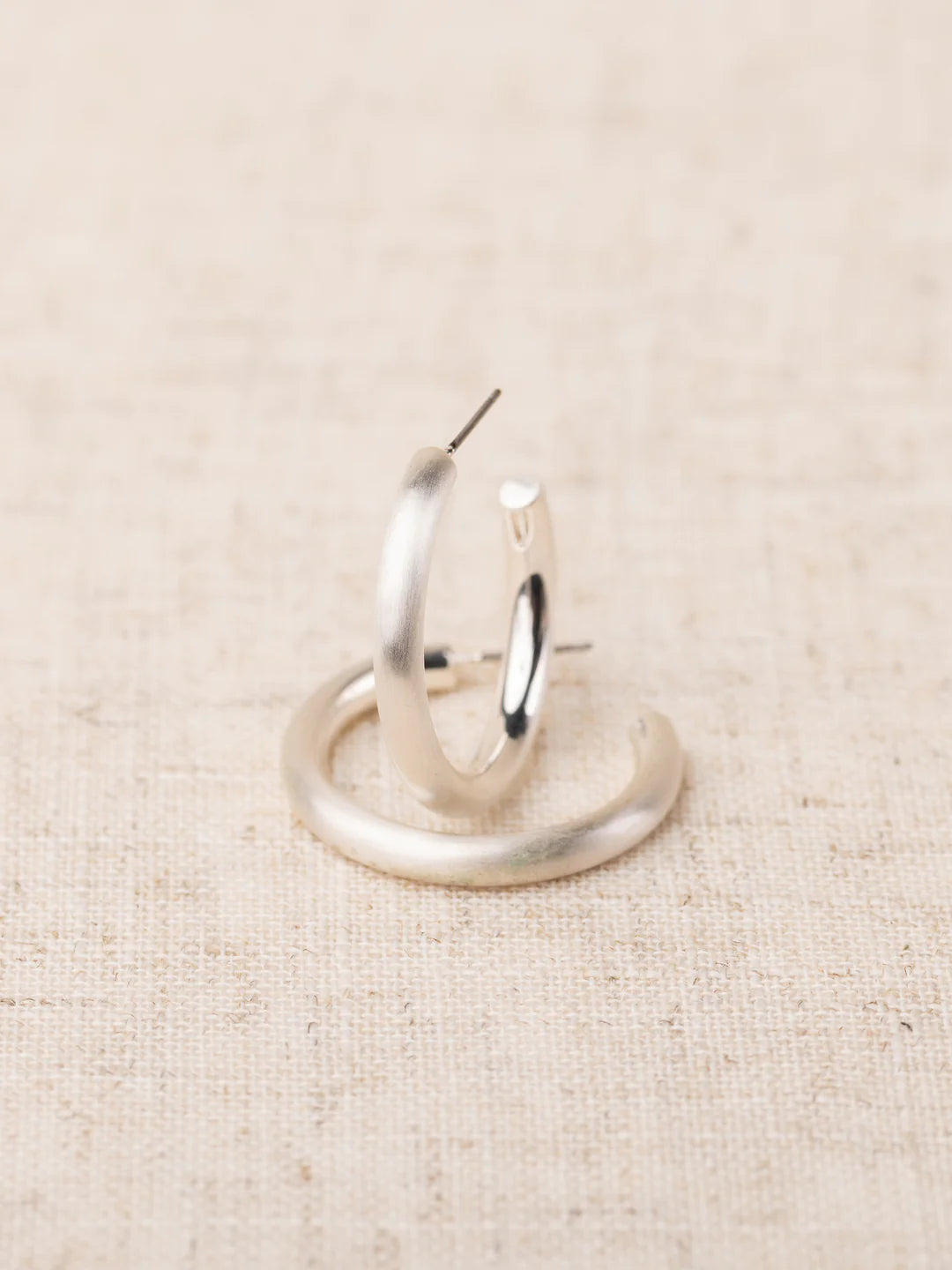 Cameron brushed silver earrings