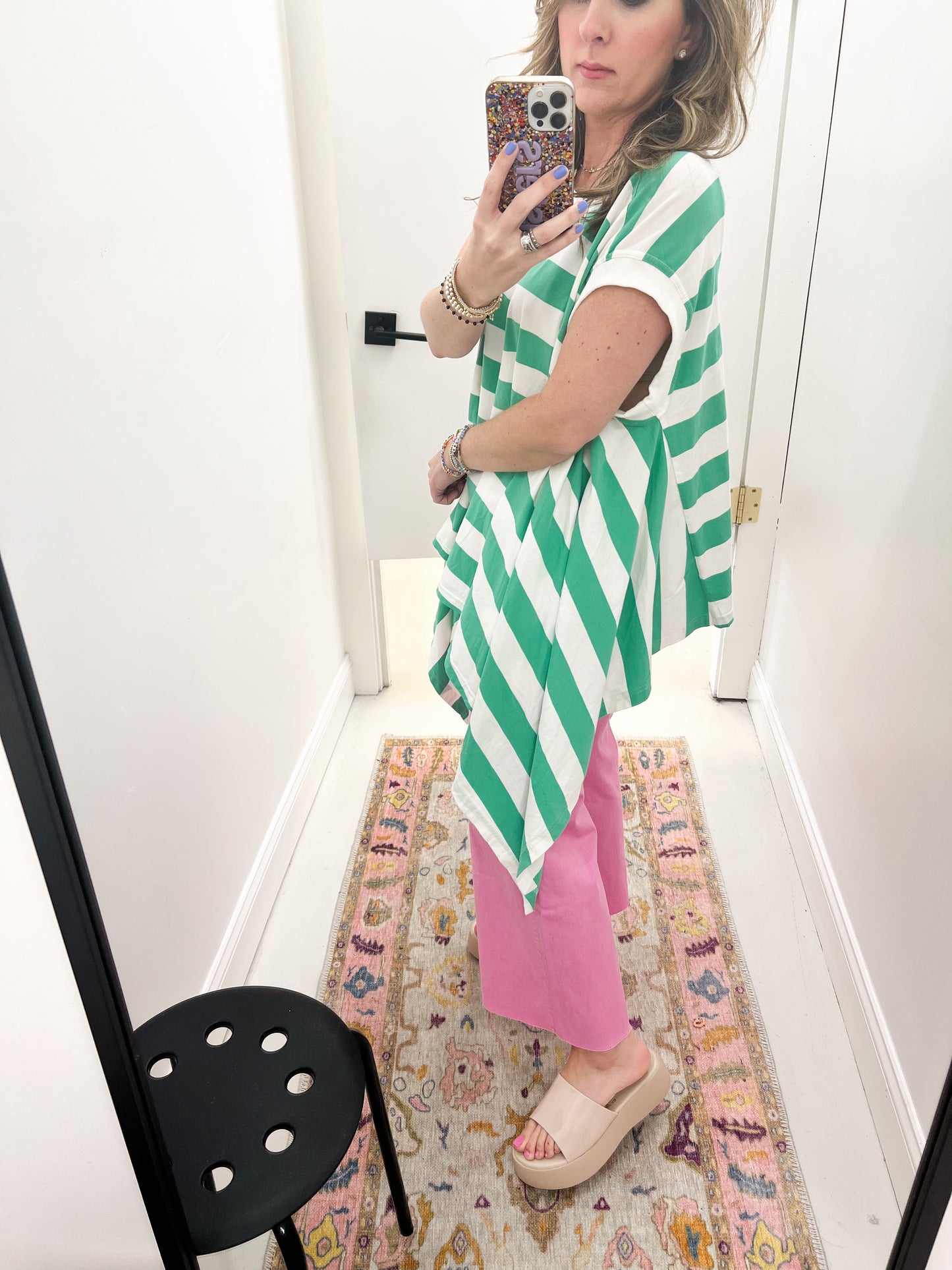 Birdie Stripe Green Top