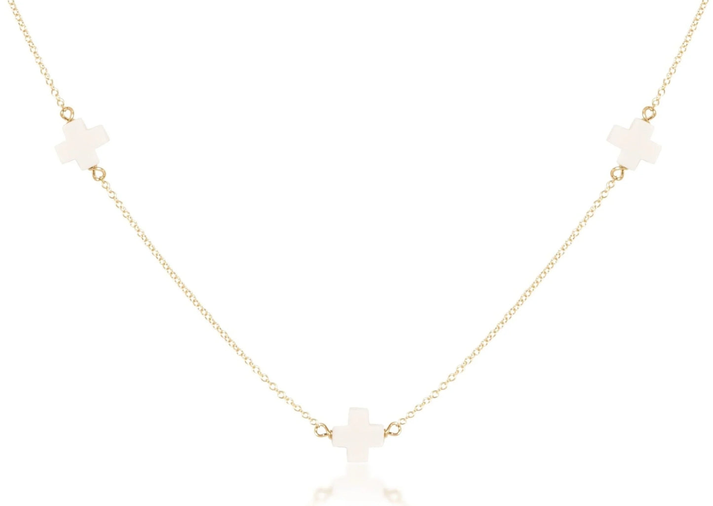 E Newton 15” Choker Simplicity Chain Signature Cross Off White