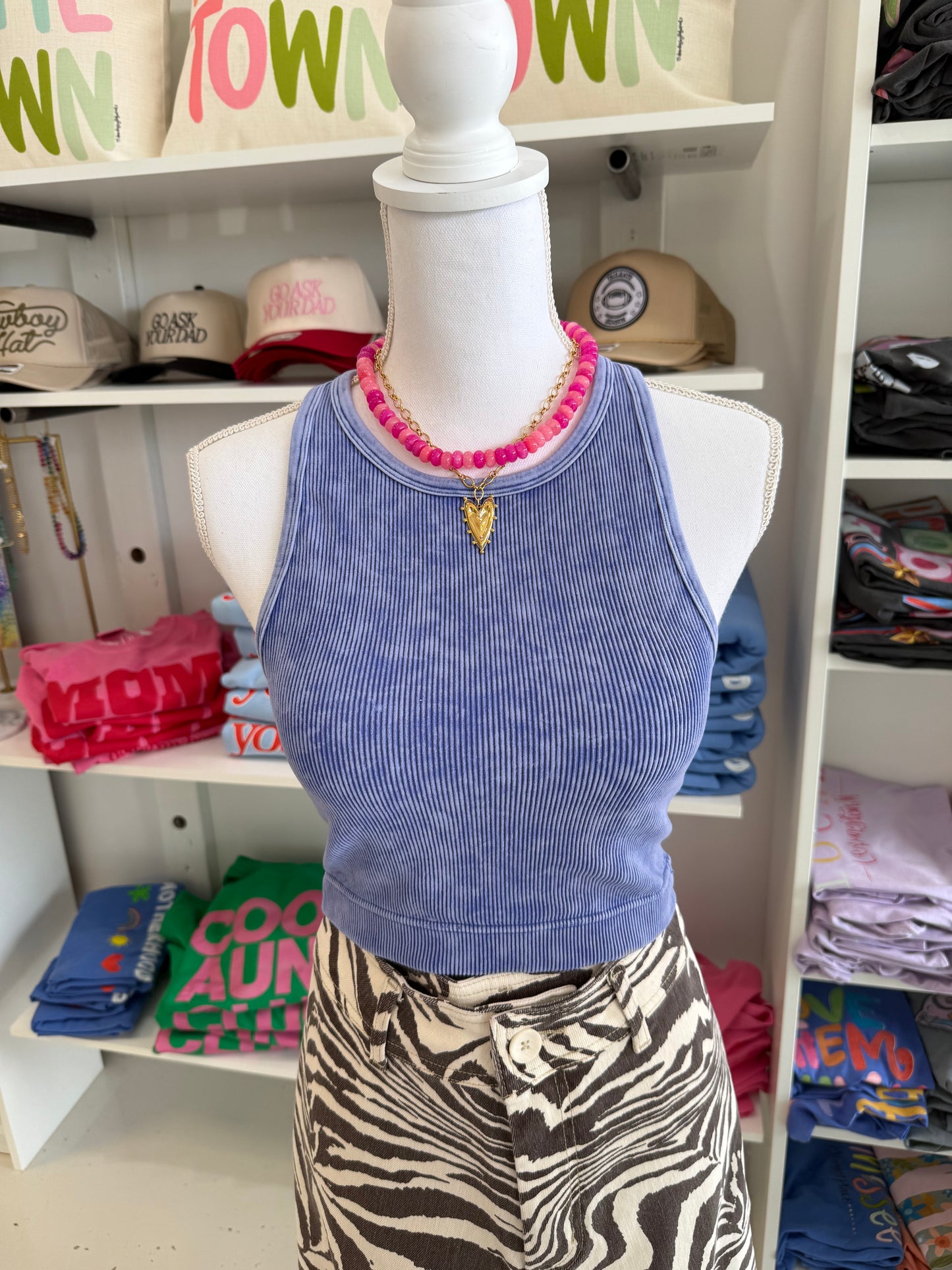 Tate Cropped Tank Top Denim