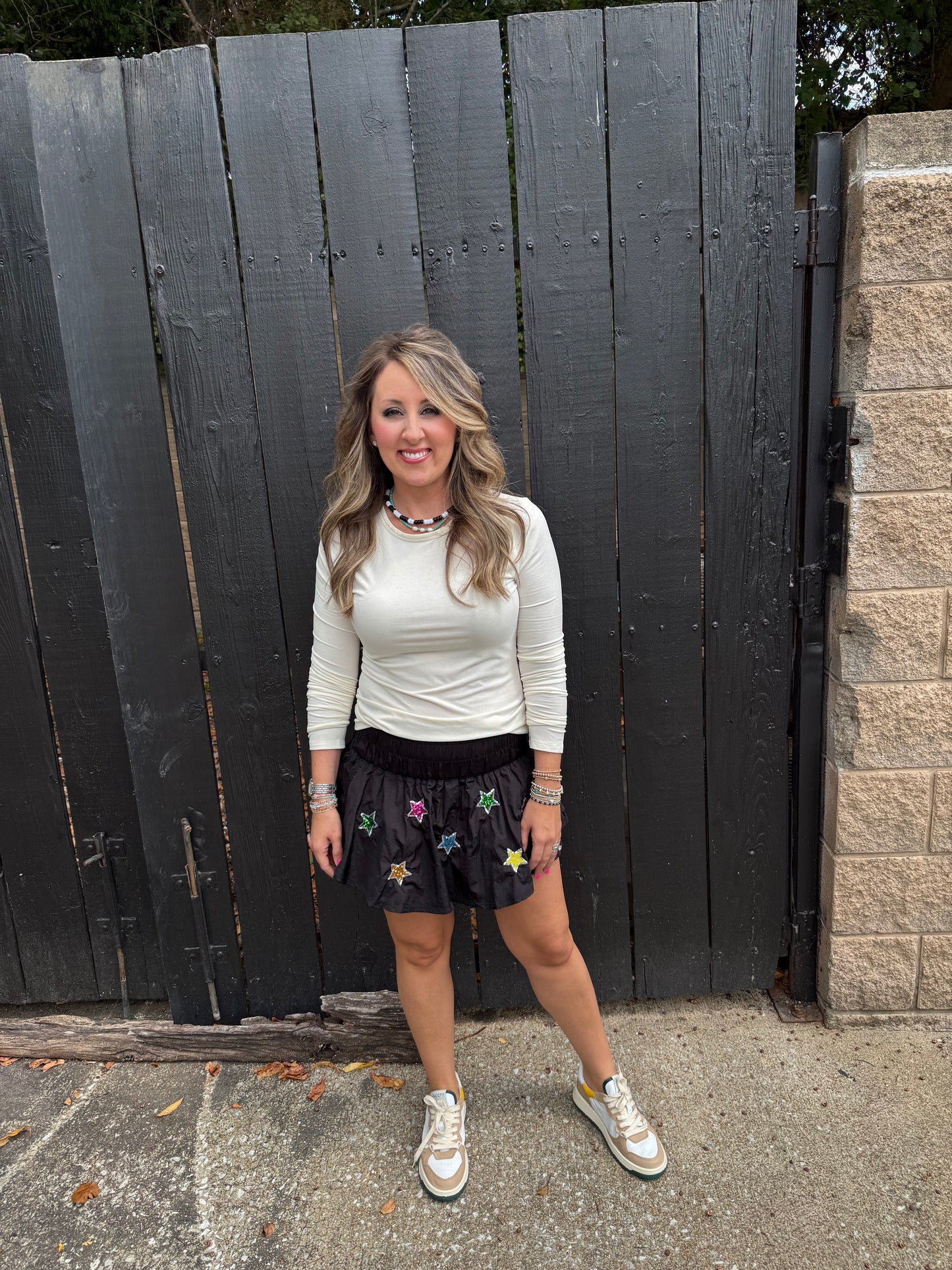 Sequin Star Skort Black