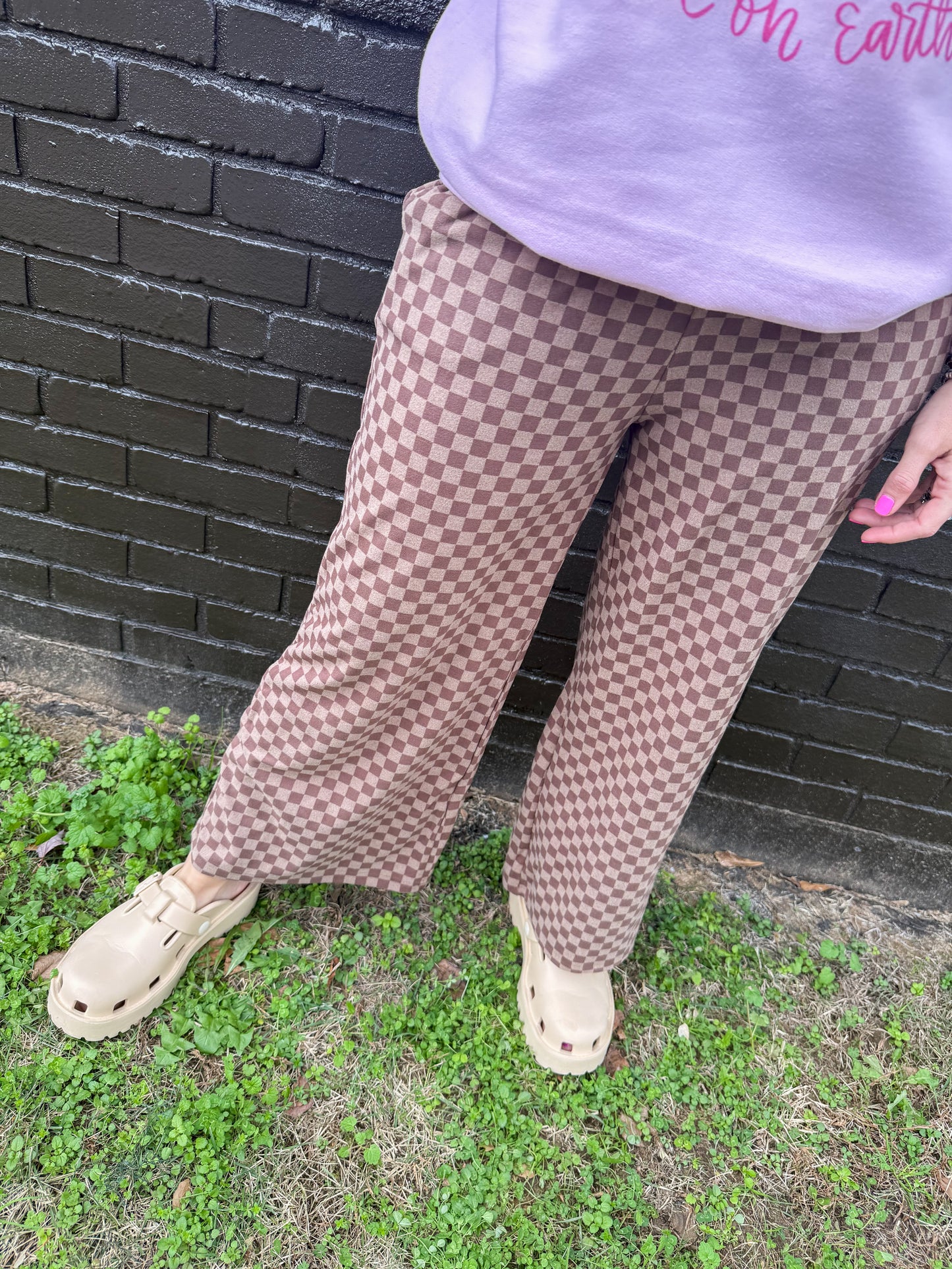 Checked Pants Brown