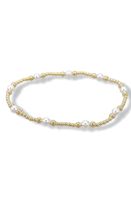 E Newton Classic Purpose Pattern 4mm Bead Bracelet Pearl