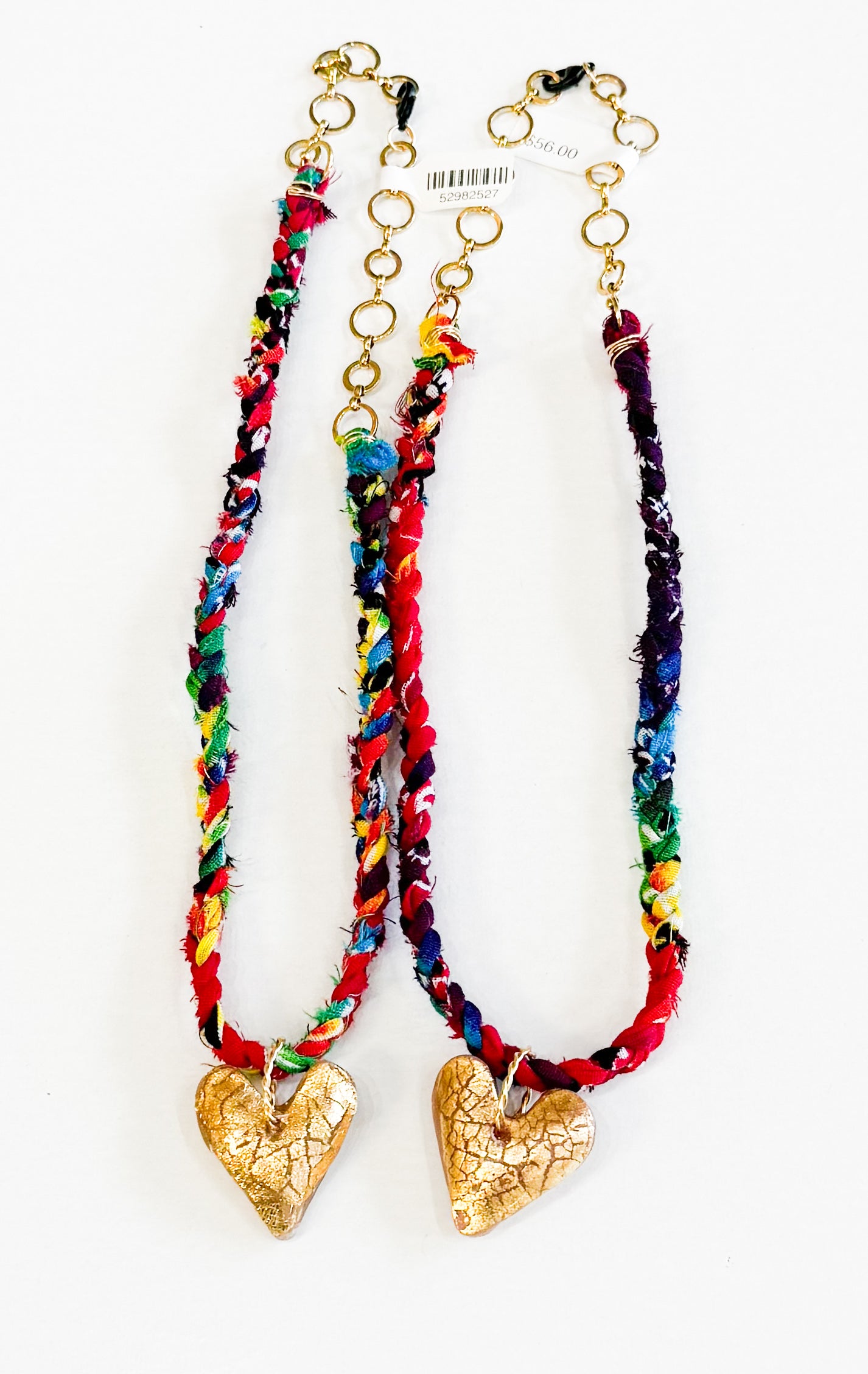 Rainbow Bandana with Gold Leaf Heart Necklace