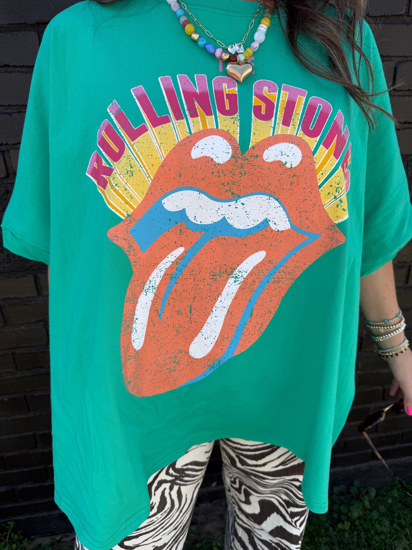 Rolling Stones Oversized Green Shirt
