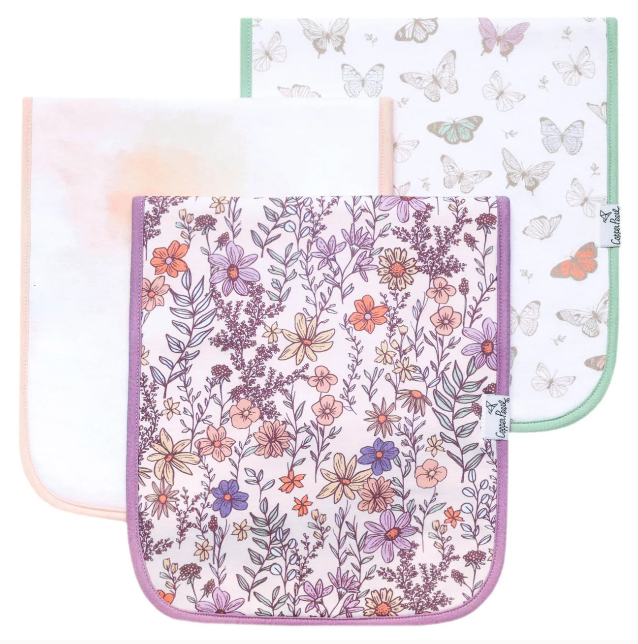 Copper Pearl Flora Burp Cloth Set
