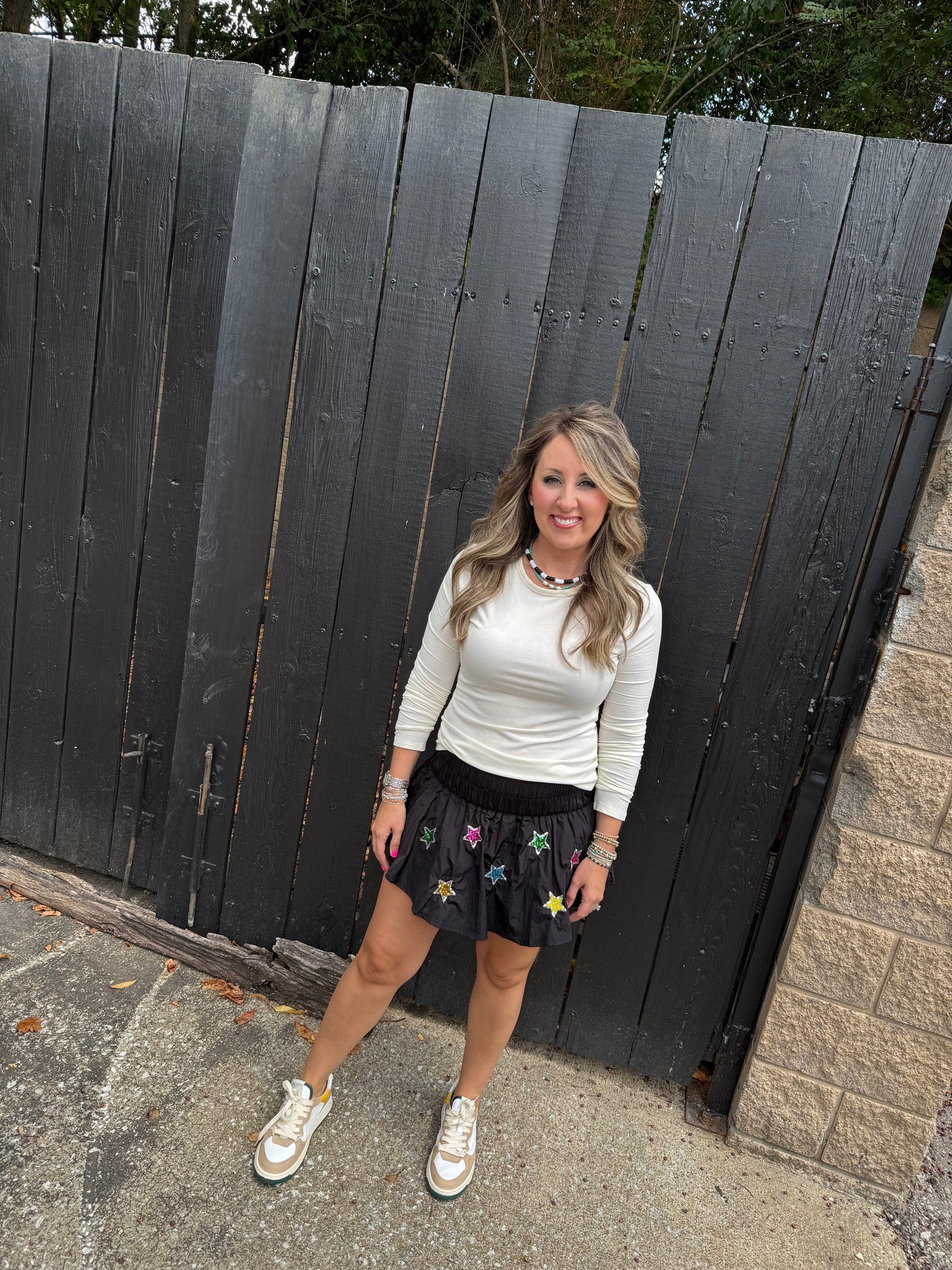 Sequin Star Skort Black