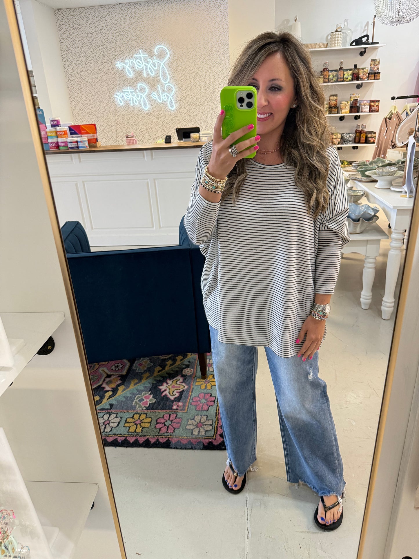 Yara White Stripe Top