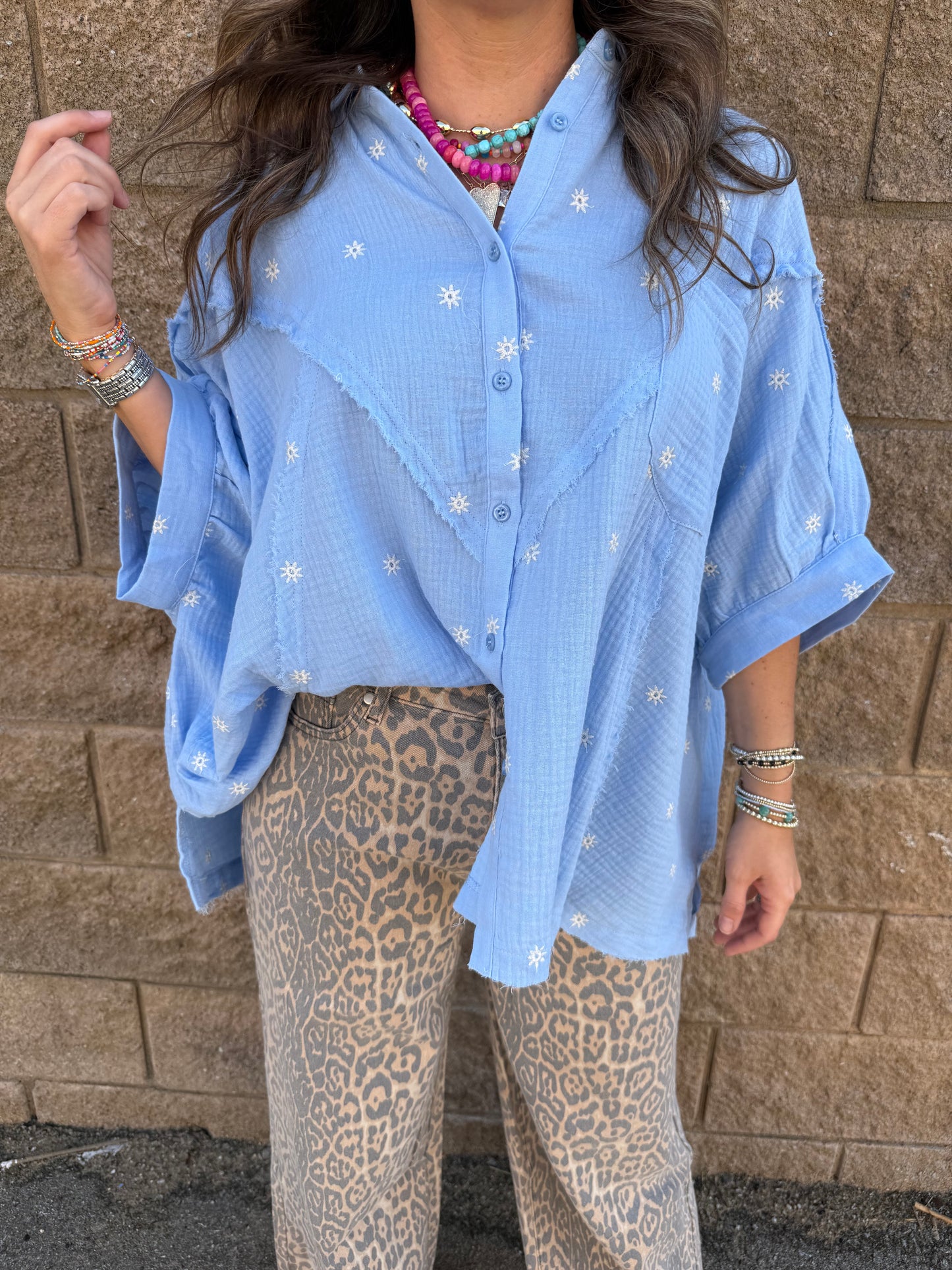 Calli Blue Dolman Top