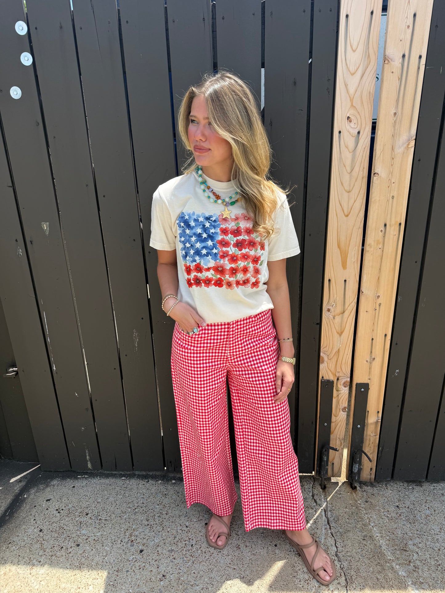 Watercolor Floral Flag Tee