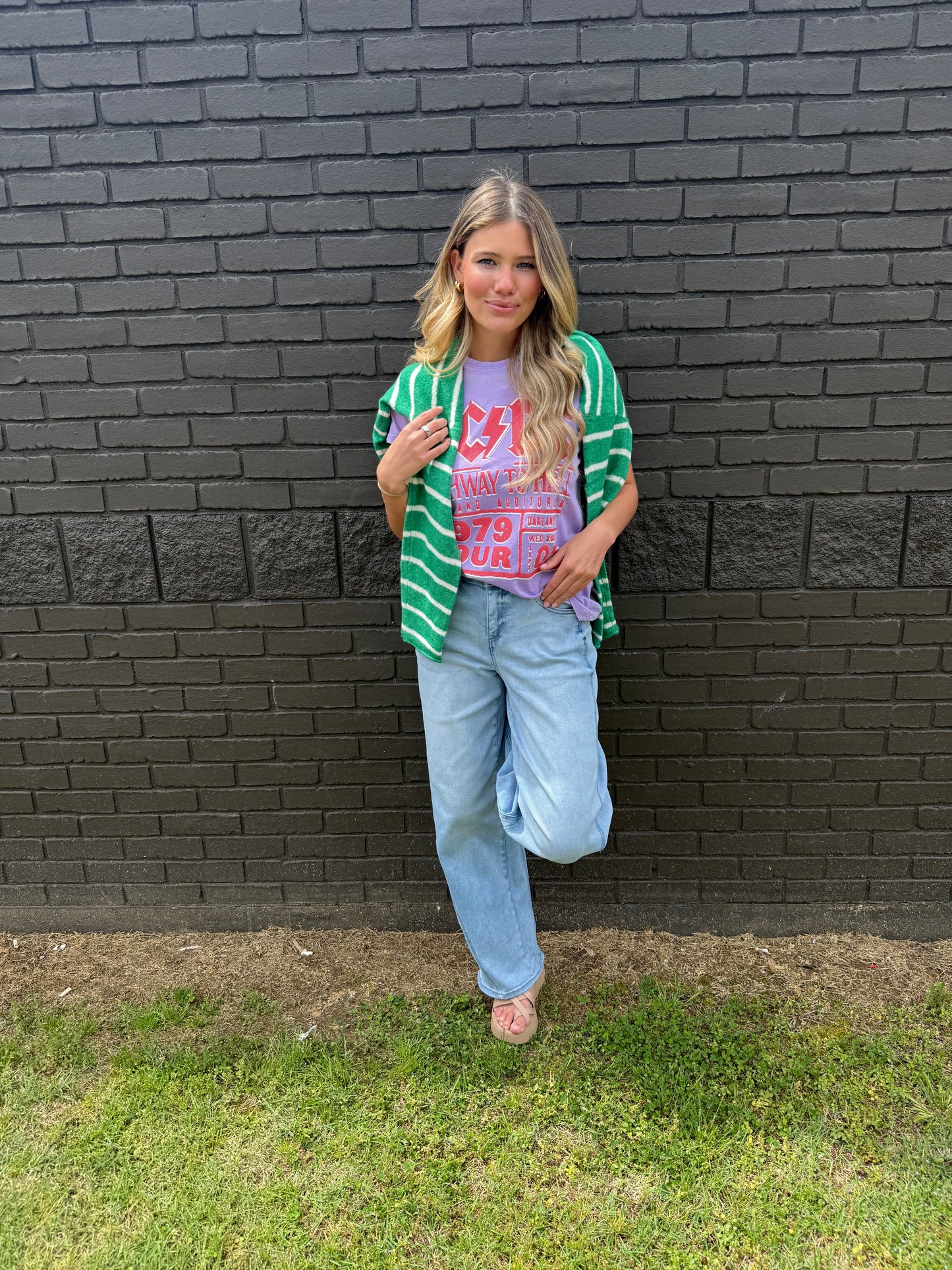 Piper Green Stripe Cardigan