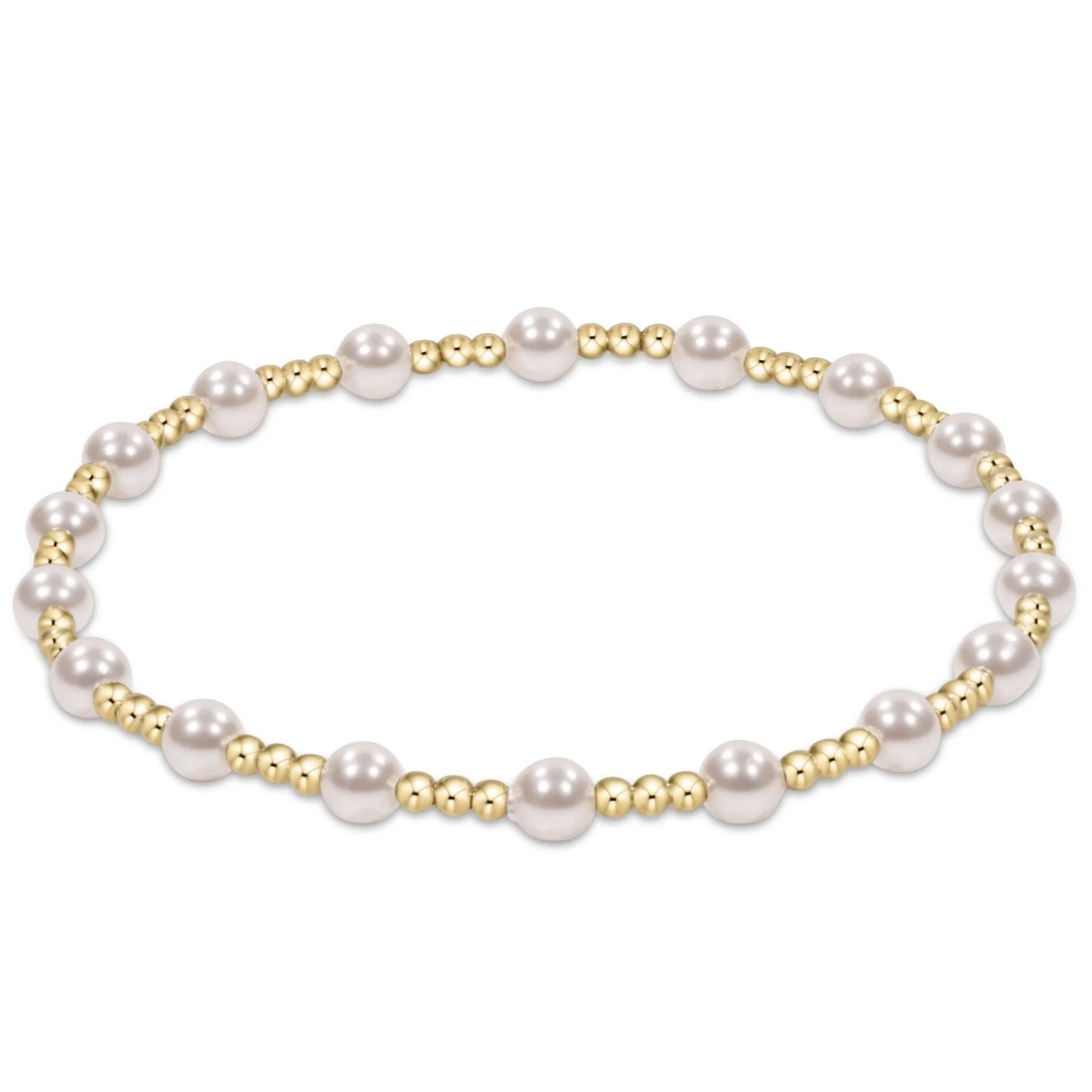 Extends Classic Grateful Pattern 4mm Bead Bracelet Pearl