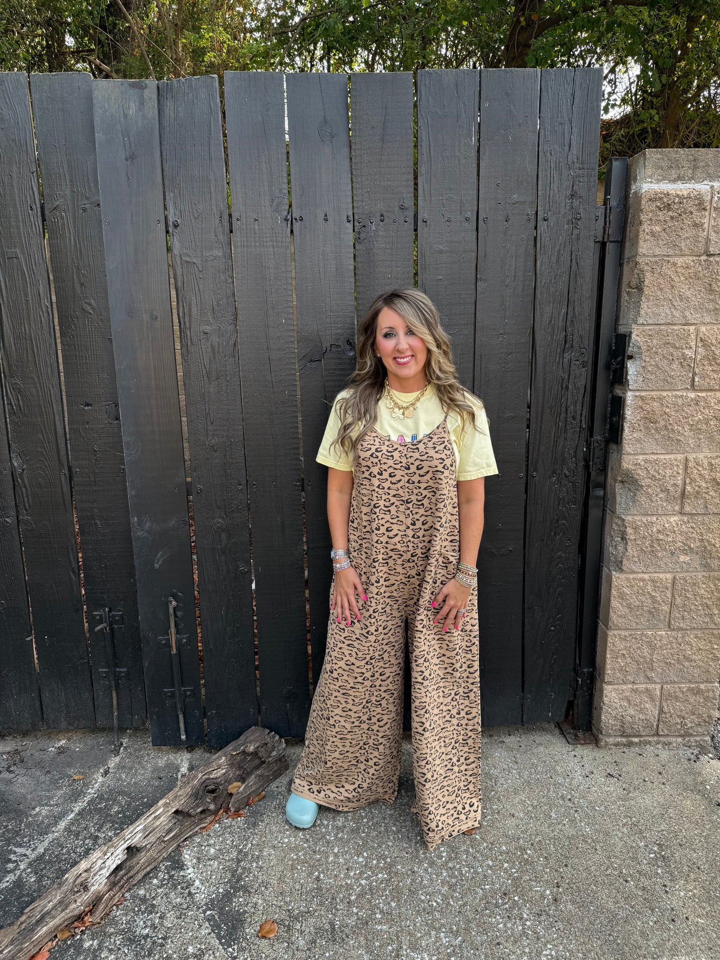 Dax Leopard Jumpsuit Camel