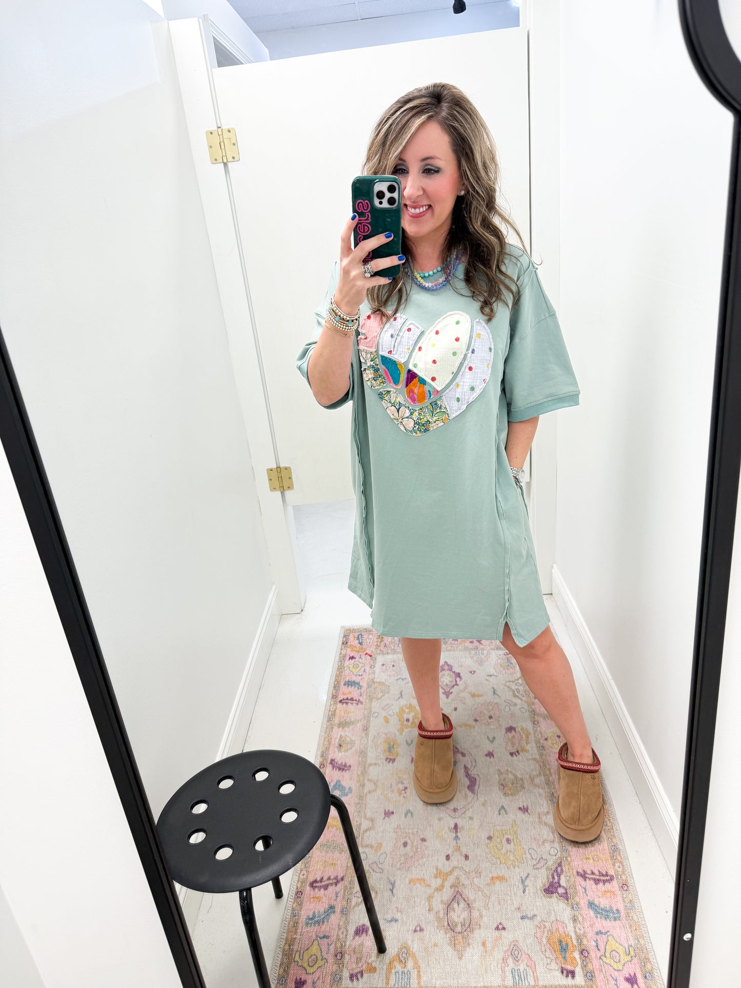 Heart Patch Dress Teal