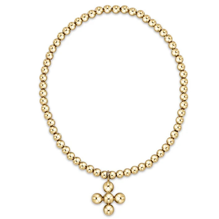 Extends Classic Gold 3mm Signature Cross 4mm Beaded Charm