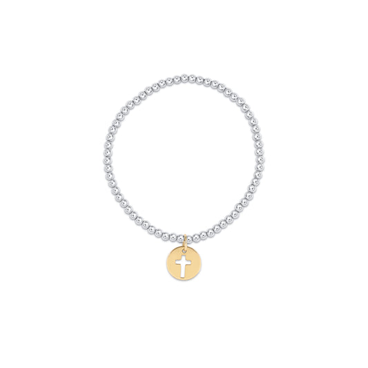 E Newton Classic Sterling Mixed Metal 3mm Bead Bracelet - Blessed